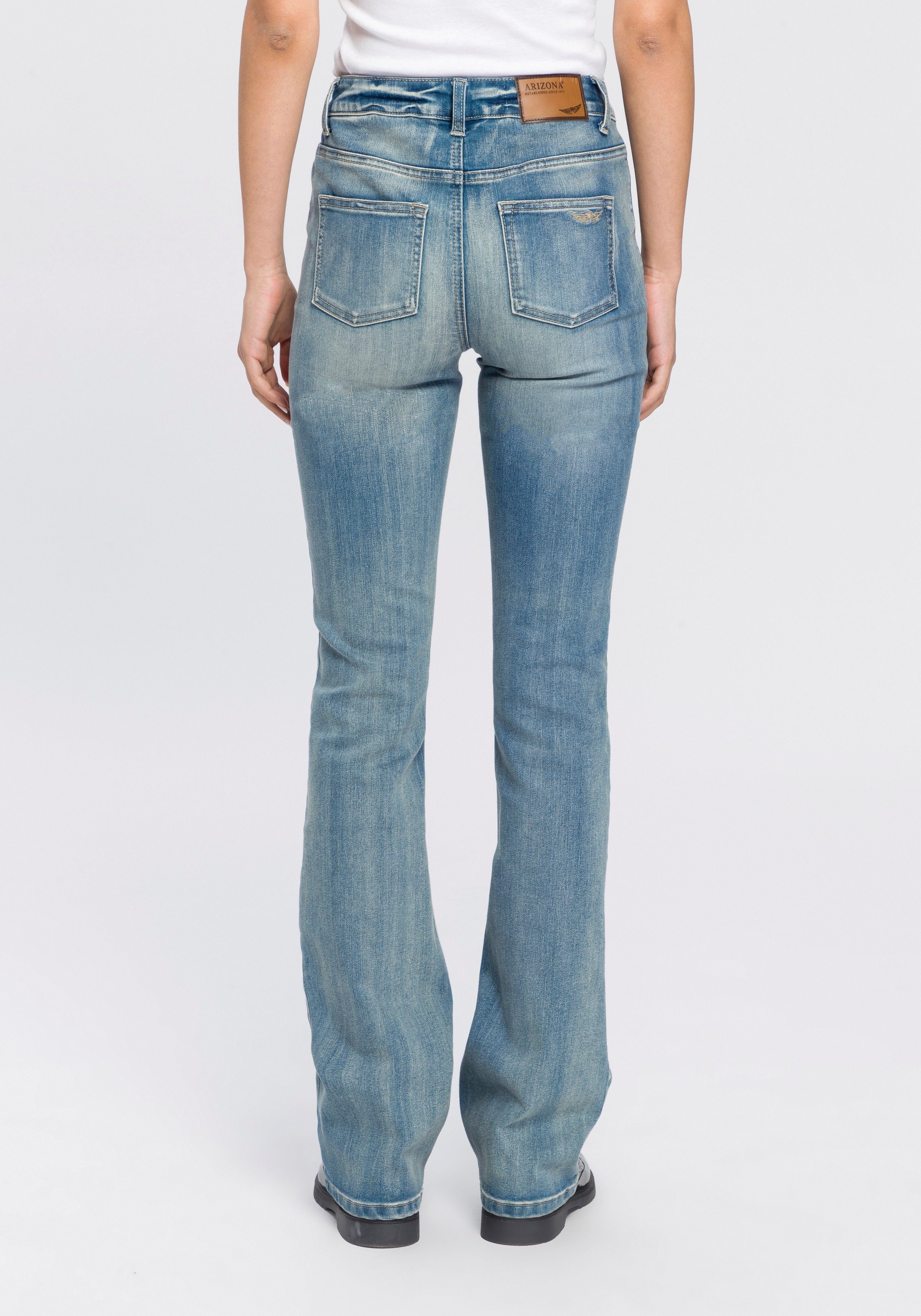 Arizona Bootcut-Jeans Baby Bootcut leicht ausgestelltes Bein, hohe Leibhöhe