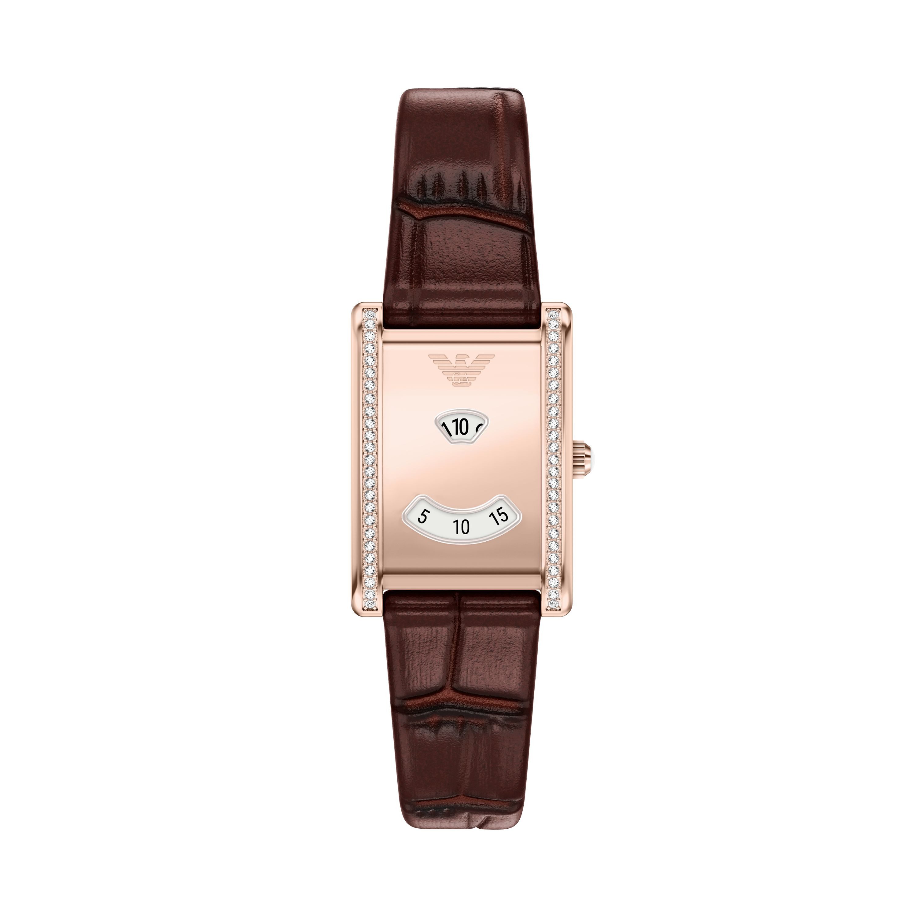 Emporio Armani Quarzuhr AR11814, Armbanduhr, Lederarmband, analog, Glassteine