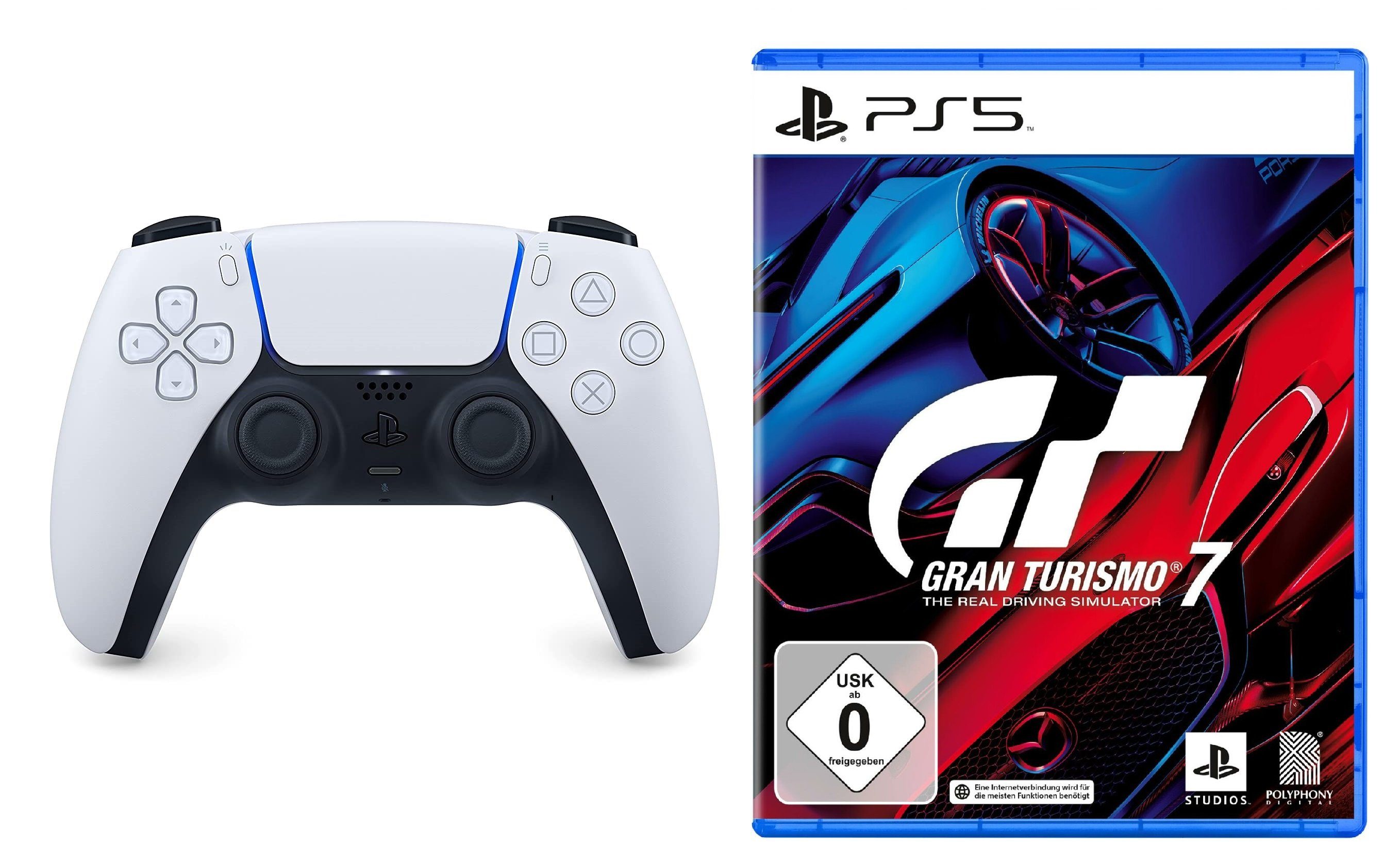 Playstation PS5 Controller mit Gran Turismo 7 Spiel Bundle PlayStation 5-Controller (DualSense Wireless-Controller)