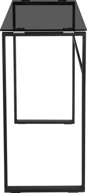 loft24 Konsolentisch Artie, Ablagetisch aus Metall, Tischplatte aus Glas, Länge 110 cm
