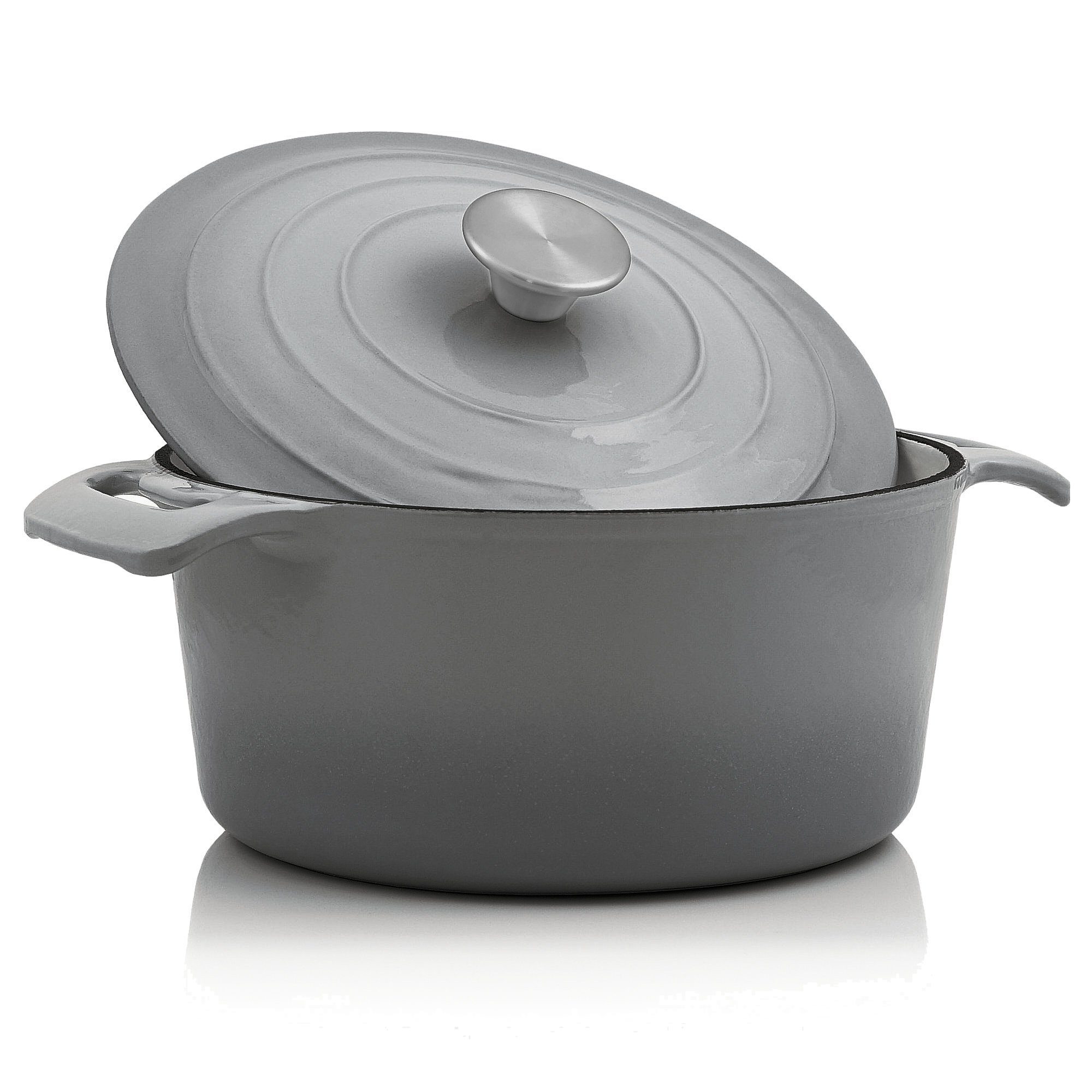 - Gusseisen Schmortopf emailliert, grau, 24 Cocotte, 4,0 BBQ-Toro Liter cm, Ø Gusseisen,