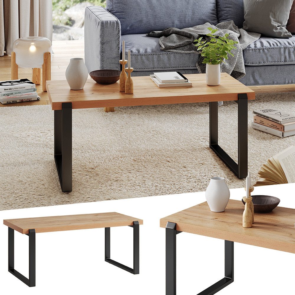 Vicco Couchtisch Halifax, Eiche rustikal/Schwarz, 110 günstig online kaufen