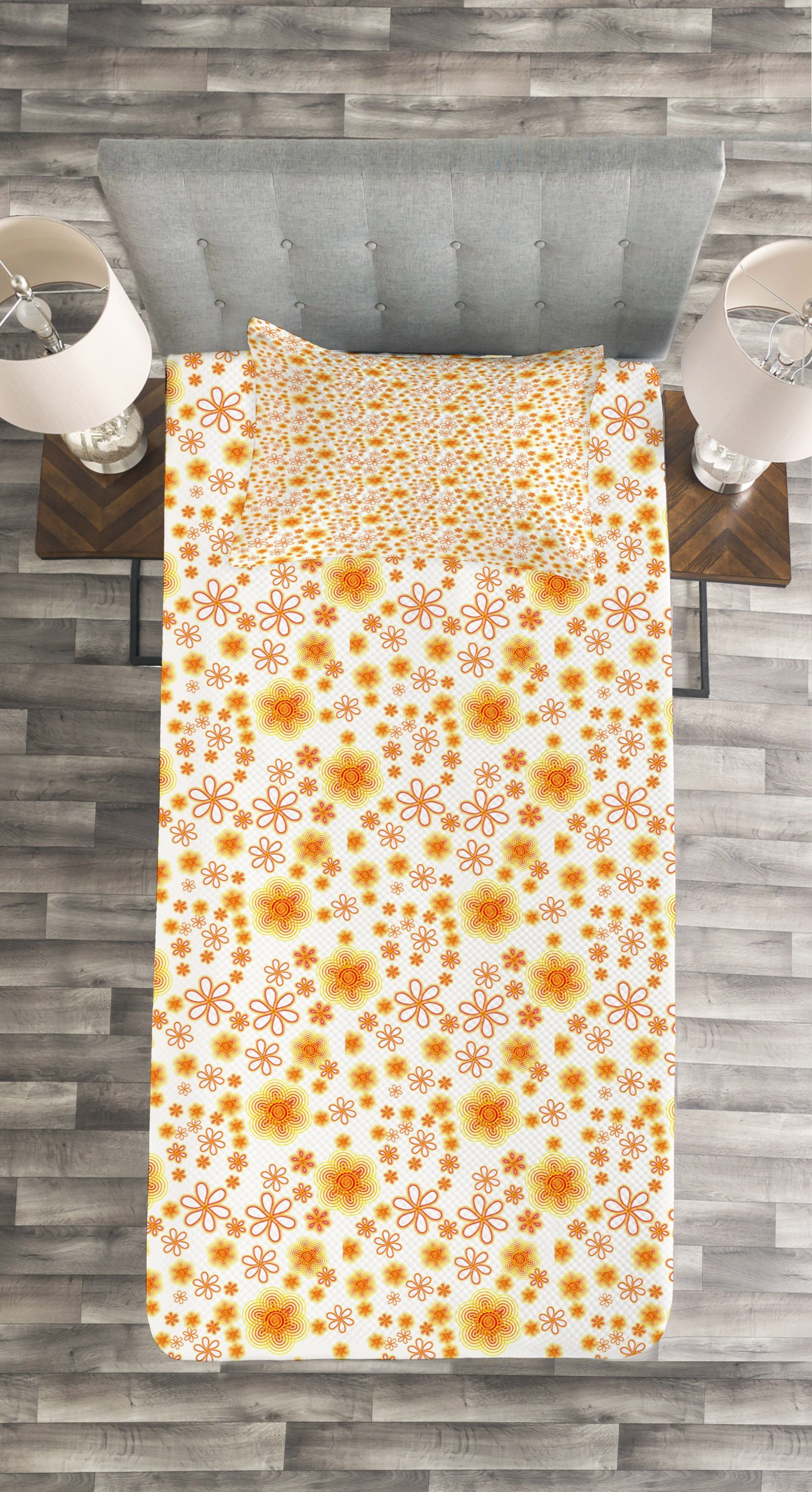 Sommer-Muster Waschbar, mit Blumen Kissenbezügen Tagesdecke Set Abakuhaus, Abstrakt