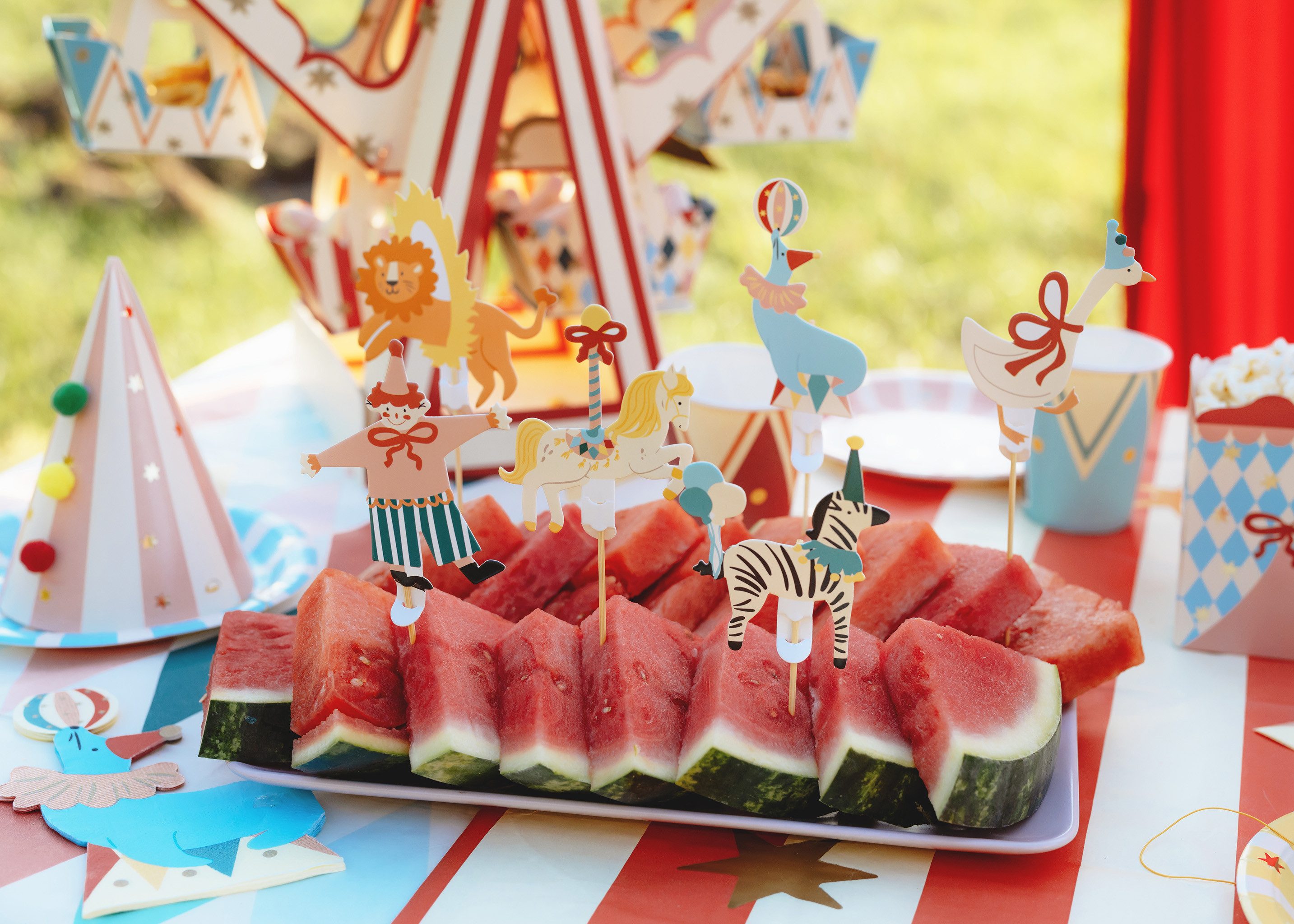 partydeco Tortenstecker, Cake Topper Zirkus 9 - 11,5cm 6er Set