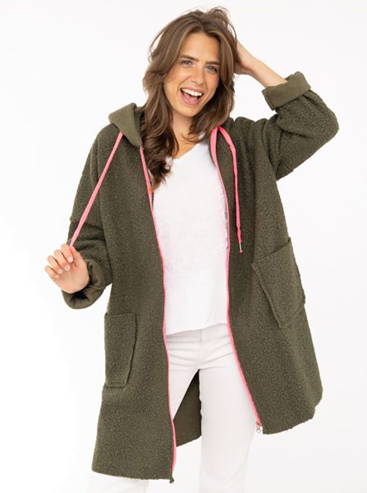 Zwillingsherz Kurzmantel "Neon" aus Teddystoff mit Kapuze, Reißverschluss u günstig online kaufen