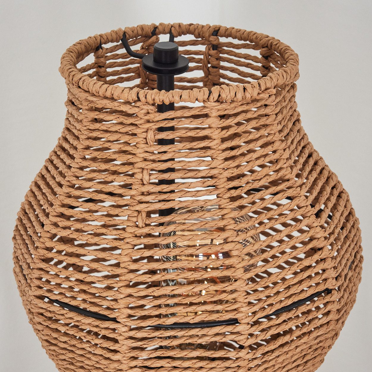 hofstein Stehlampe Stehlampe mit Schirm aus Rattan im skandinavischen Design, ohne Leuchtmittel, moderne Stehleuchte im Boho-Style mit Lichteffekt, E27, Höhe 111 cm