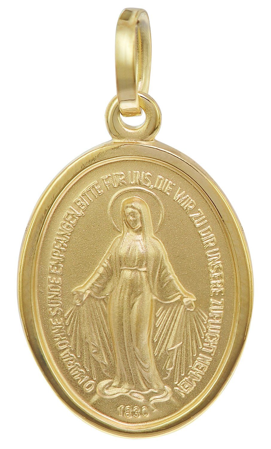 trendor Runder Anhänger Madonna Milagrosa Gold- 8 Karat 16 mm