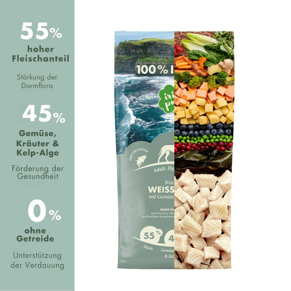 Irish Pure Irischer Weißfisch - hypoallergenes Premium-Trockenfutter, Trockenfutter für: Hunde