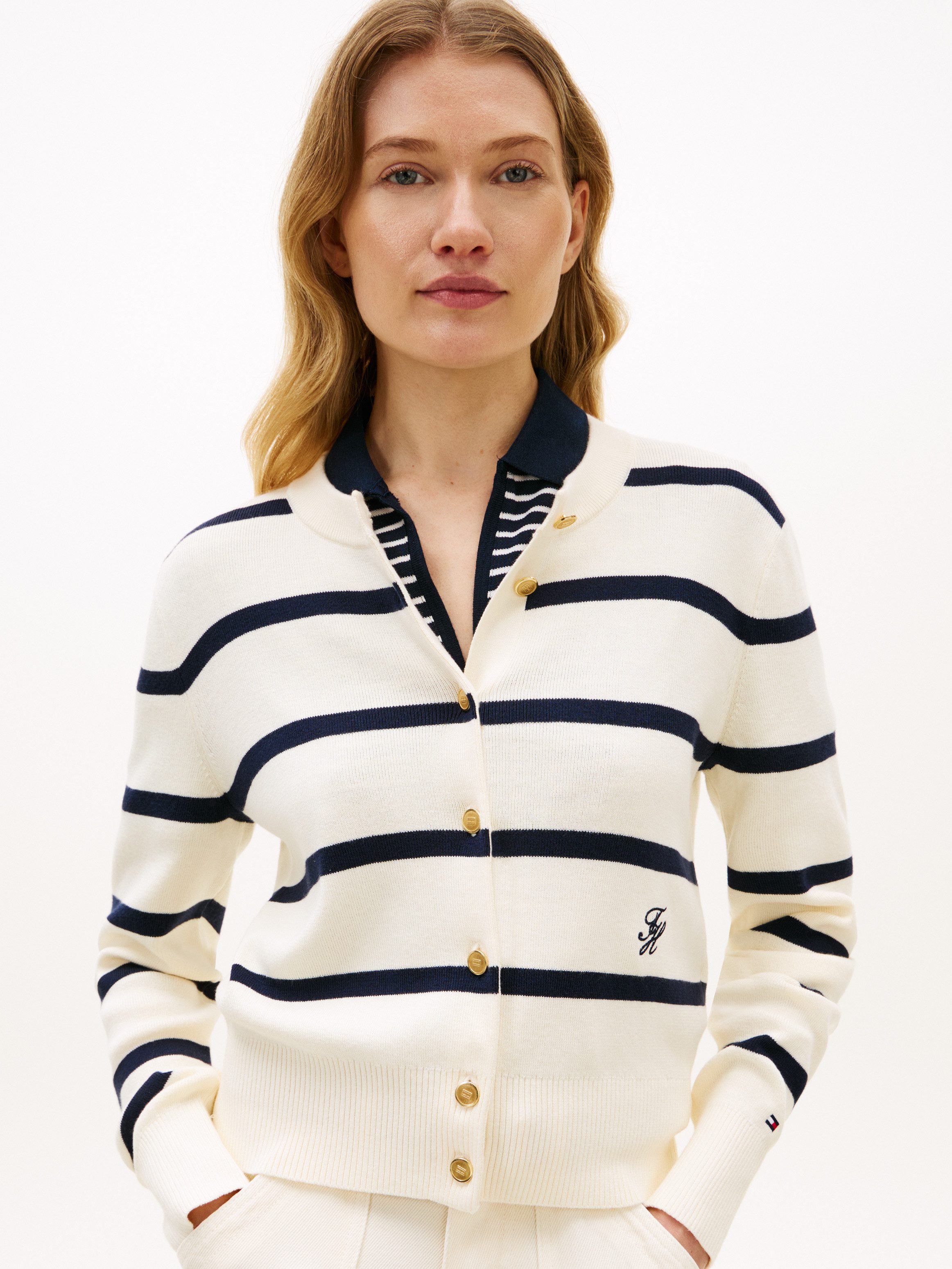 Tommy Hilfiger Strickjacke CO FULL NEEDLE C-NK CARDI mit Logo-Stickerei günstig online kaufen