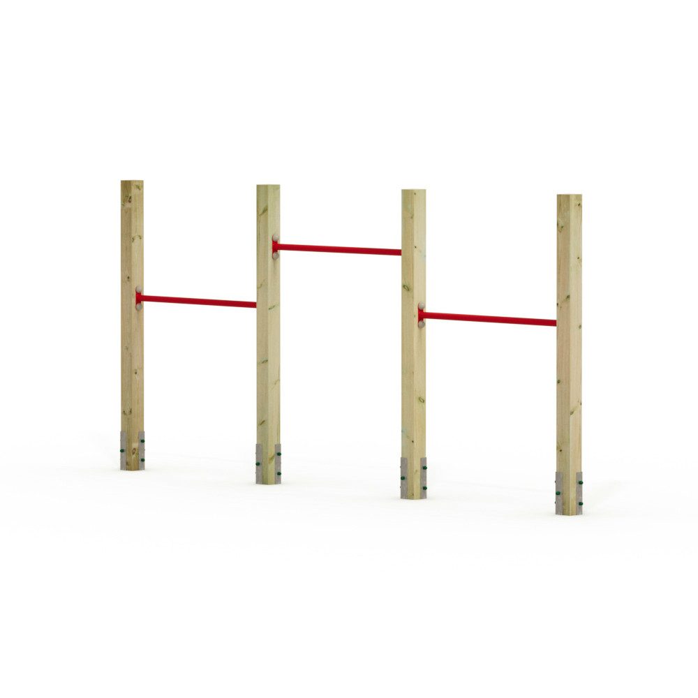 Wickey Turnreck FIT Tumble 403 - Dreier-Turnreck mit Reckstangen für den Garten, (Familienfreundliches Höhenverstellbares Turnreck (90 - 140 cm) mit 3 Reckstangen, - Komplettset inkl. Schrauben-Set zur Befestigung an 4 Holzpfosten), mitwachsend, extrem witterungsbeständig, 100 kg Belastbar