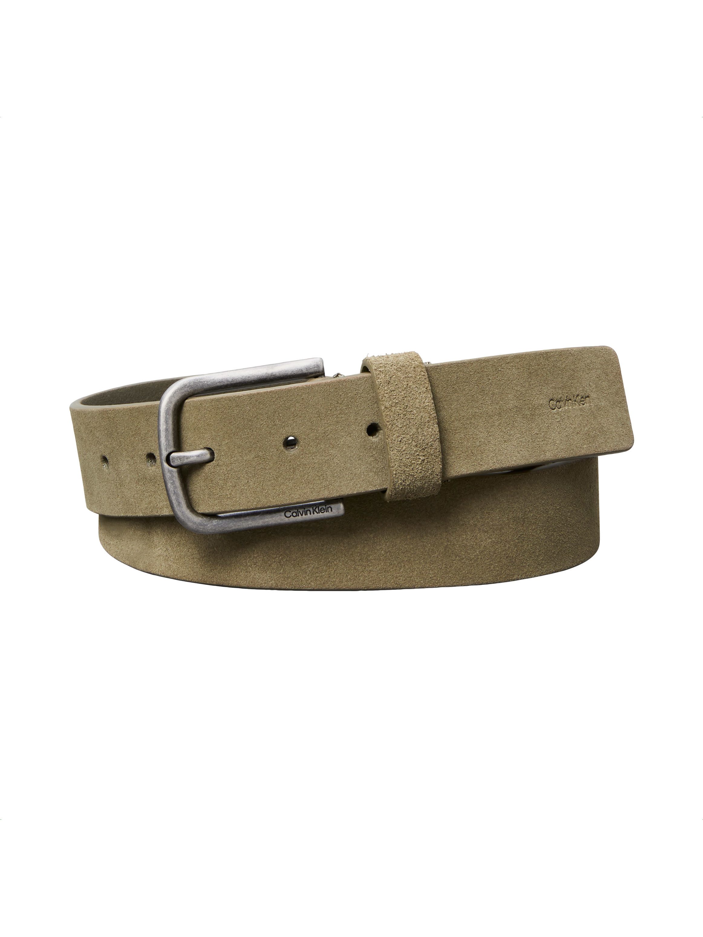 Calvin Klein Ledergürtel ROUND BUCKLE SUEDE 35MM FIXED Größenverstellbar mit Metallschließe