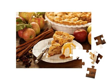 puzzleYOU Puzzle Frischer Apfelkuchen mit Vanilleeis, 48 Puzzleteile, puzzleYOU-Kollektionen Küche, Essen und Trinken