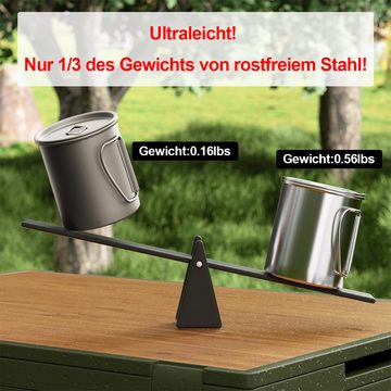 DOPWii Tasse Titan-Kaffeetasse mit Deckel, 300/400/500 ml -, Ideal für Outdoor-Camping, mit Aufbewahrungstasche