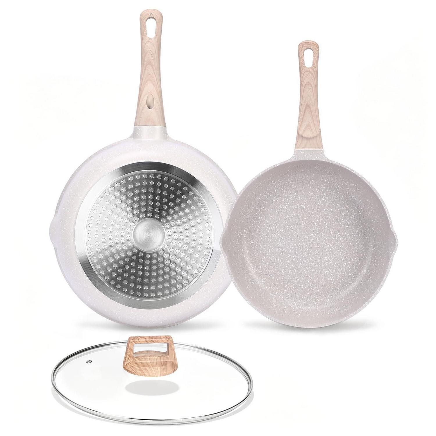 LuxusKollektion Pfannen-Set Keramik Pfannenset 24/28cm Glasdeckel Induktion
