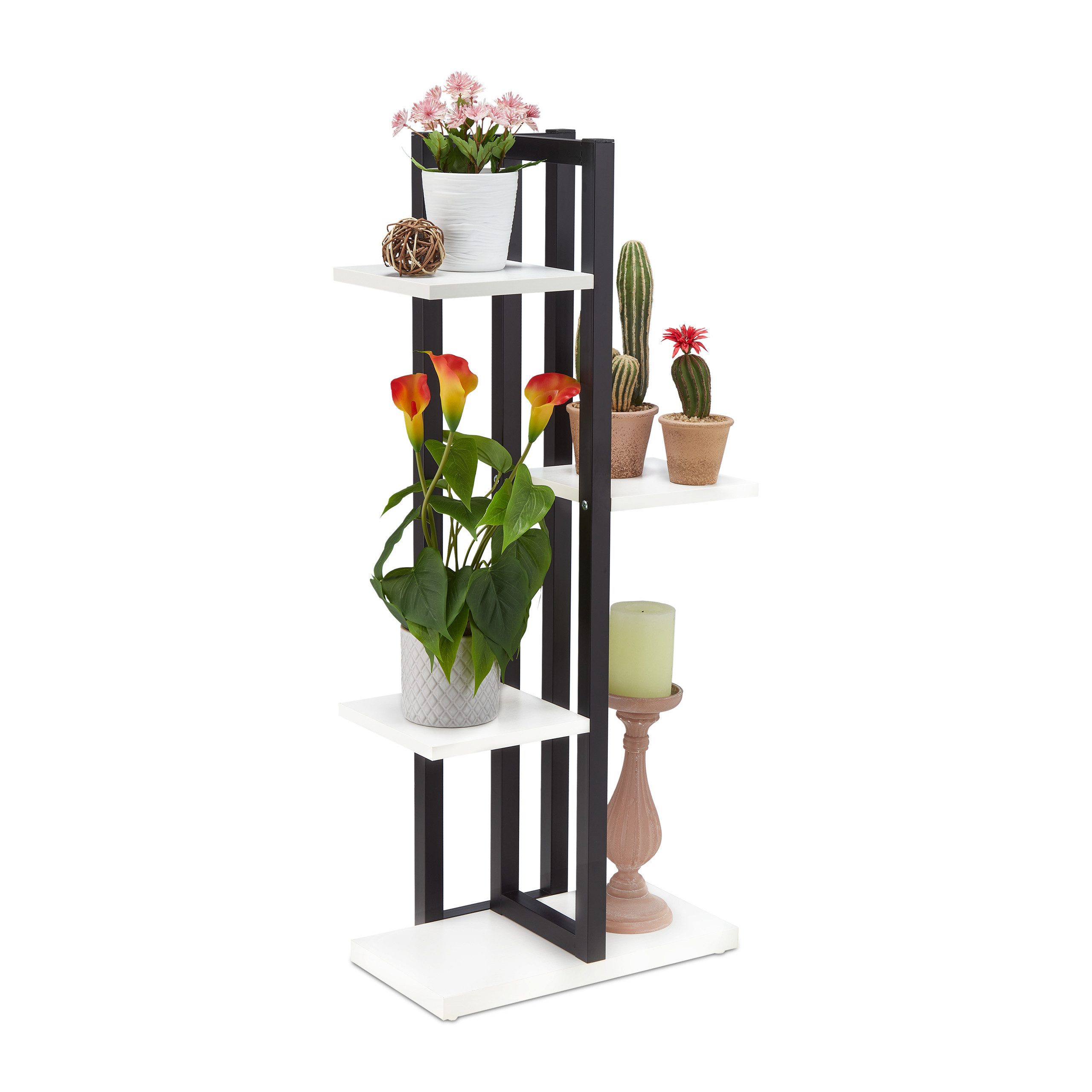 relaxdays Blumenständer Blumenregal Metall, Weiß günstig online kaufen