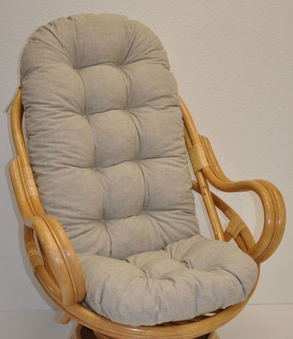 Rattani Sesselauflage Polster für Rattan Schaukelstuhl Drehsessel L 135 cm Color soft grau | Sessel-Erhöhungen