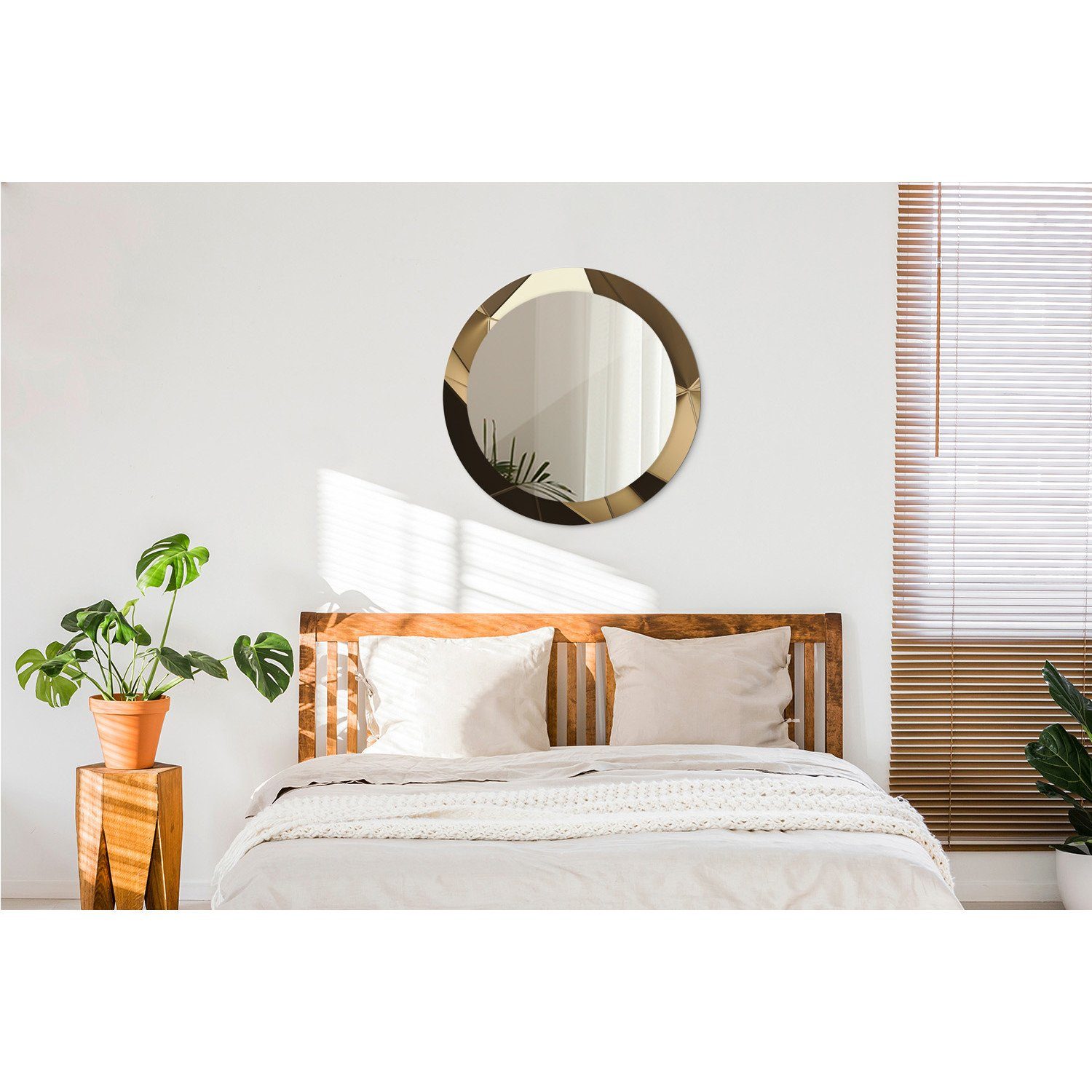 Tulup Dekospiegel mit Aufdruck Badezimmerspiegel Wandspiegel Rundspiegel Rund: Ø70 cm, Wohnzimmer Spiegel