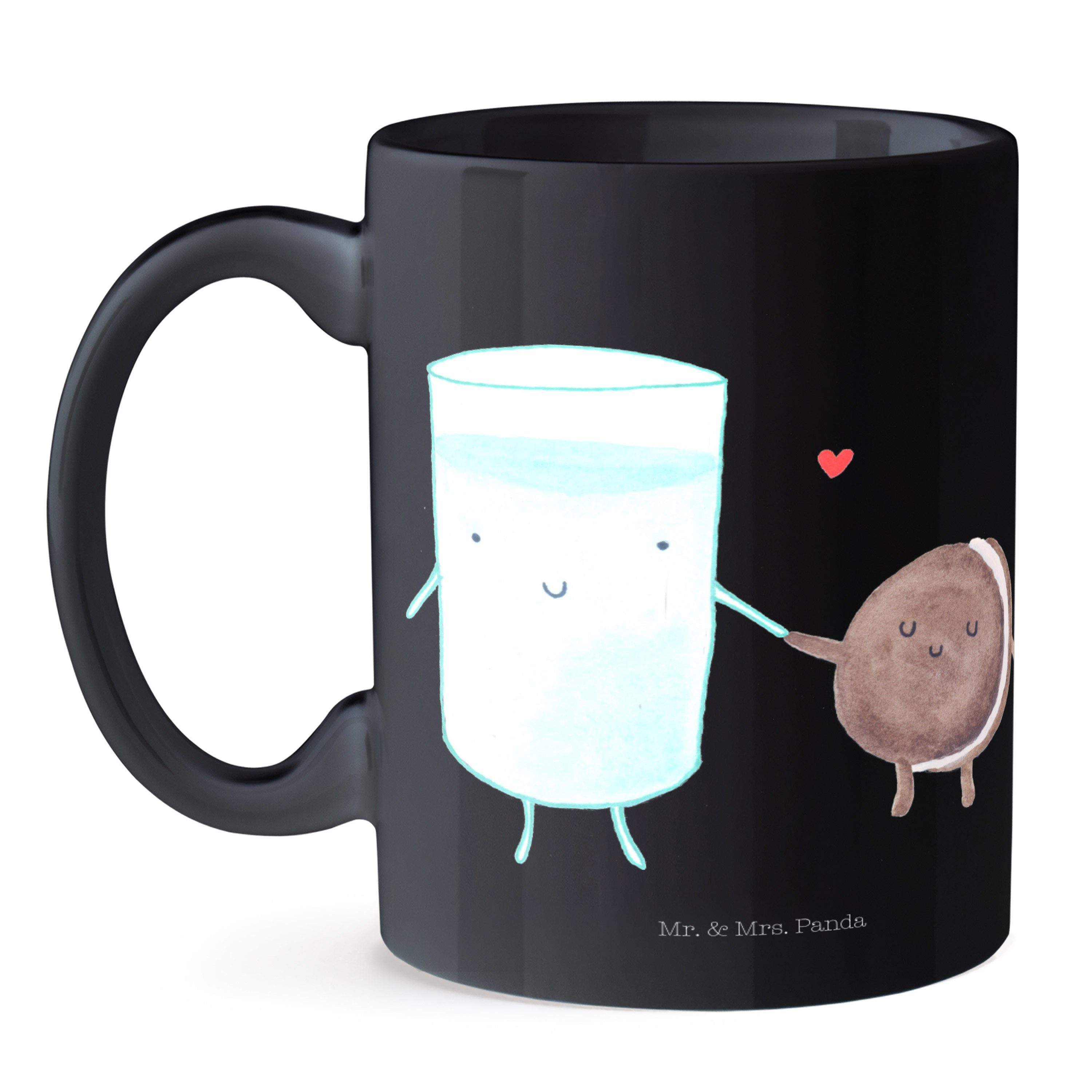 Geschenk, Tasse Cookie, romantisch, Tasse, Keramik Schwarz - Keks Mr. & Mrs. - & Panda Milch Schwarz Geschenk