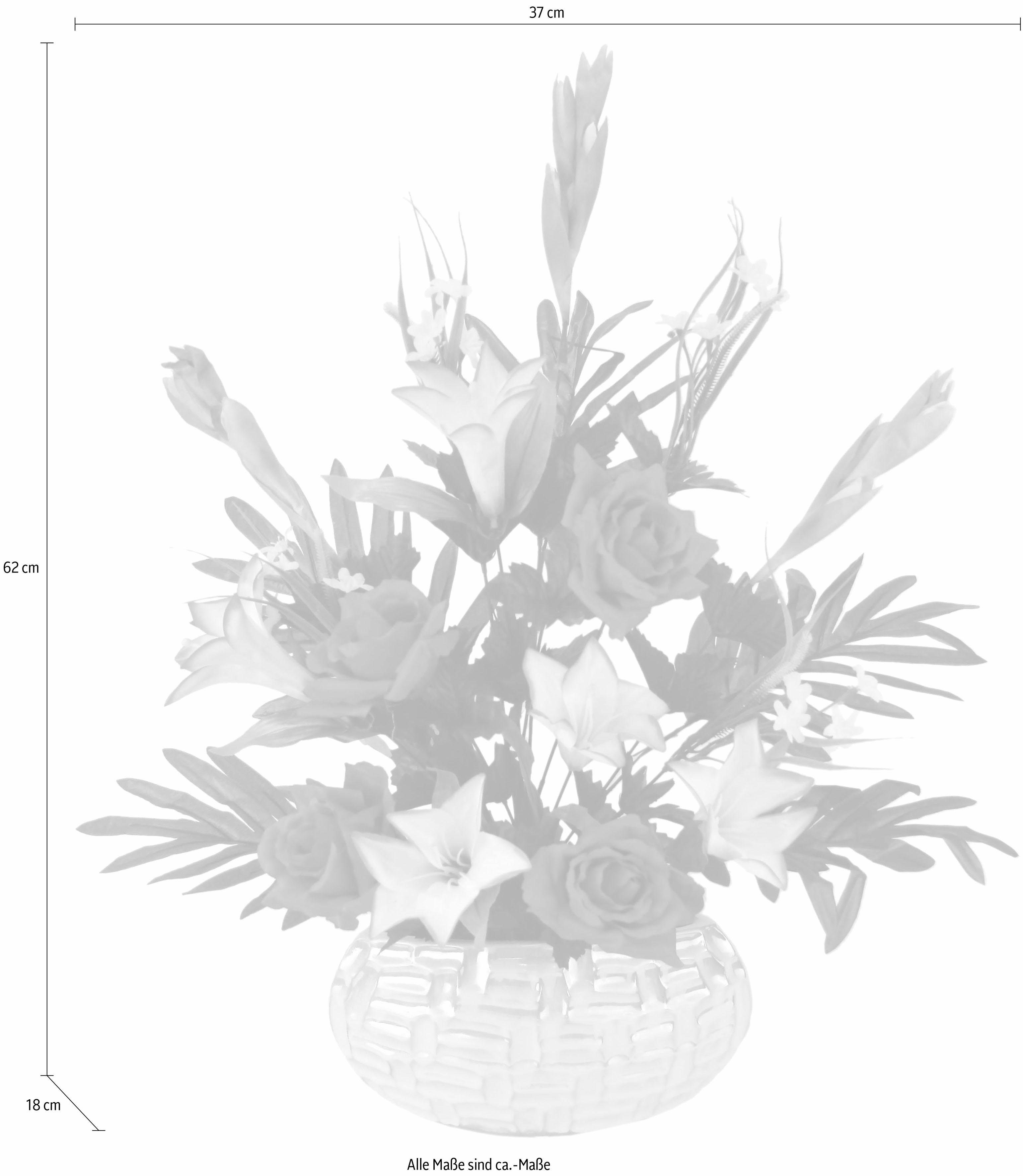 Kunstpflanze »Arrangement Lilien/Rosen 62/37 cm« Lilien/Rosen, I.GE.A., Höhe 62 cm-HomeTrends