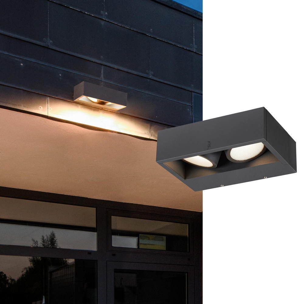 SLV Außen-Wandleuchte LED Wandleuchte Eskina Frame in Anthrazit 2x 13,5W 2200lm IP65, LED