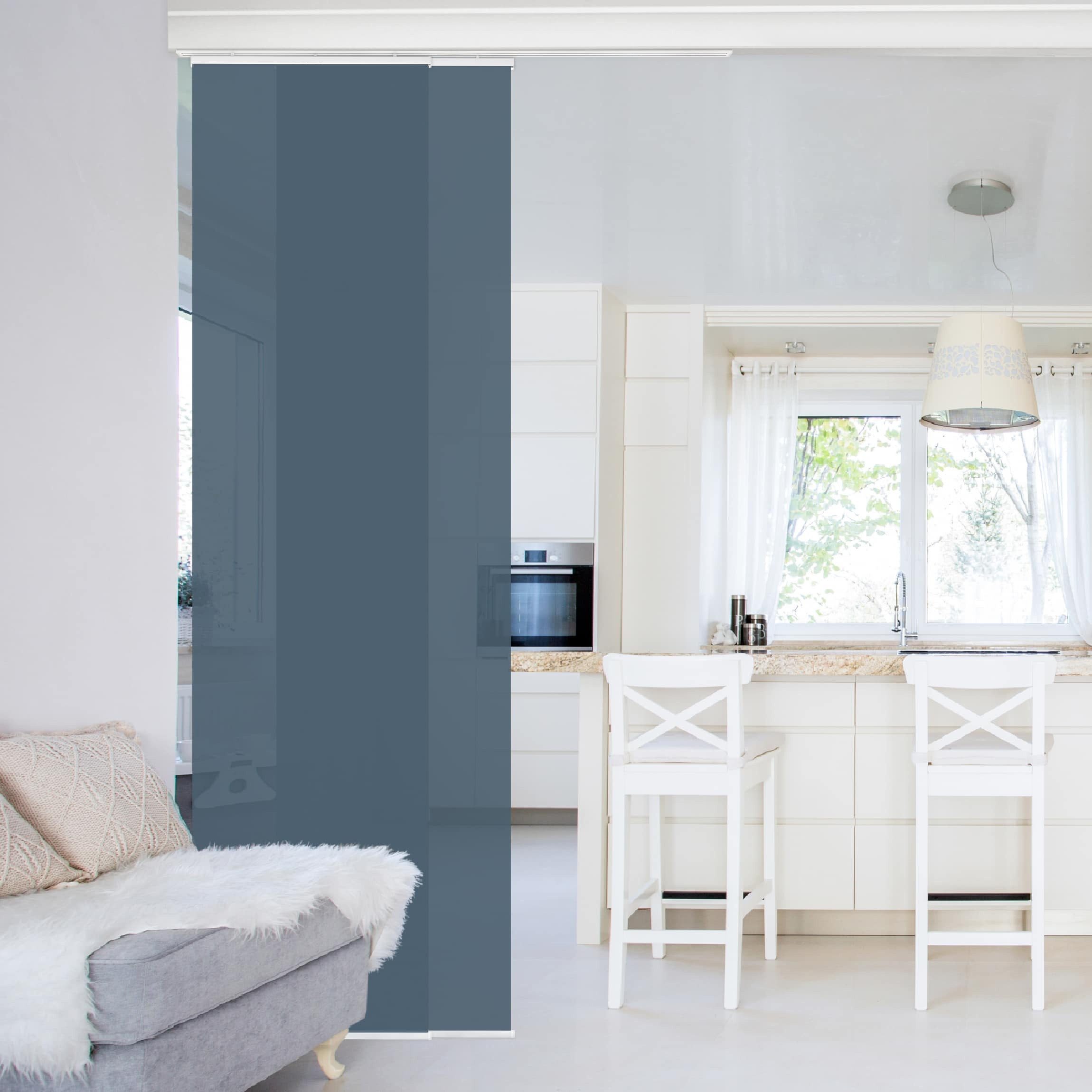 Bilderdepot24 Schiebegardine modern Flächenvorhang blickdicht Schieferblau, günstig online kaufen
