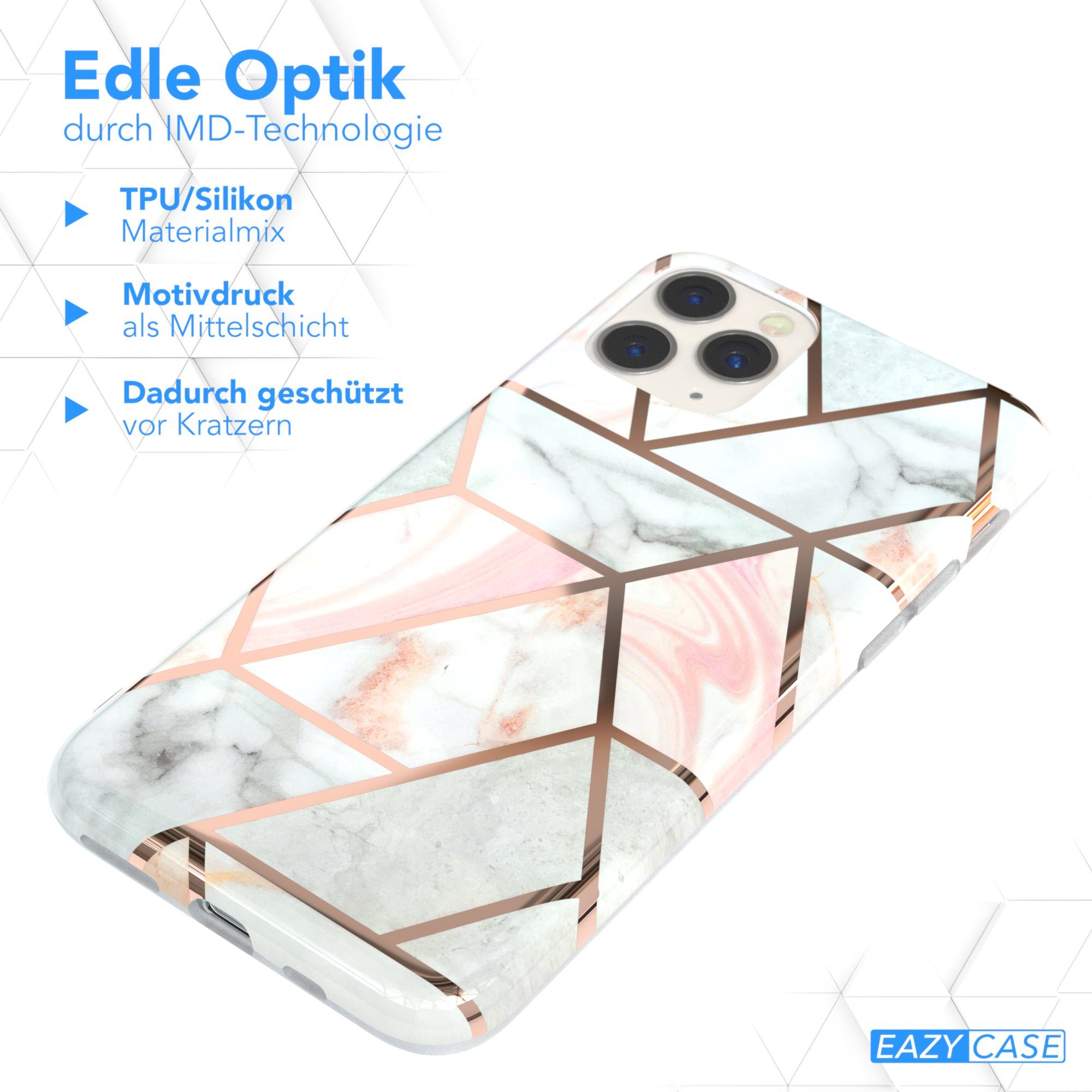 EAZY CASE Handyhülle IMD Motiv Cover für Apple iPhone 11 Pro 5,8 Zoll, Silikonhülle stoßfest Silicon Back Cover Motivhülle Tasche Rosé Gold