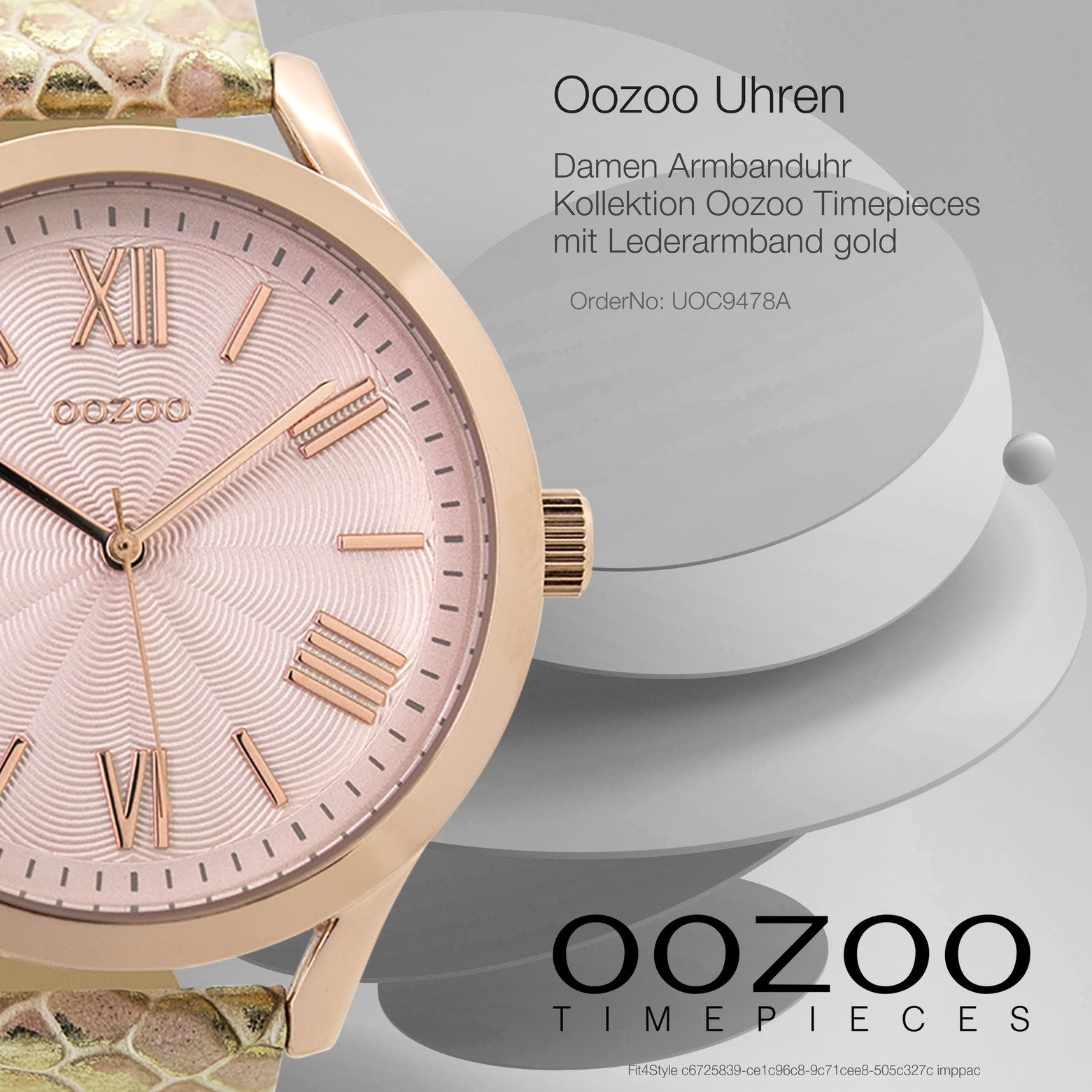 OOZOO Quarzuhr Oozoo Damen Armbanduhr gold Analog, (Analoguhr), Damenuhr rund, groß (ca. 42mm) Lederarmband, Casual-Style