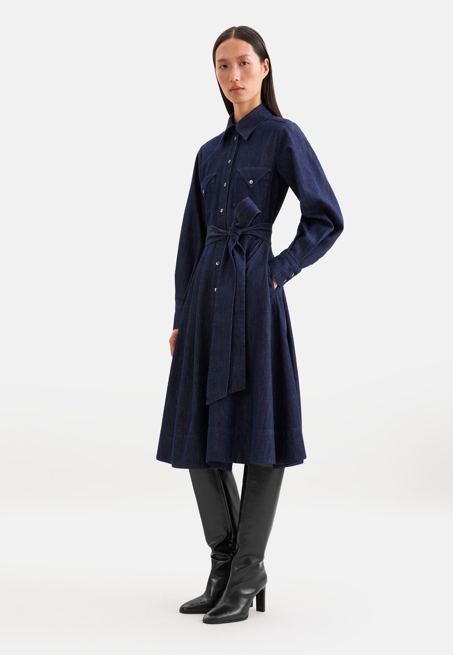 seidensticker Sommerkleid 1/1 Kragen Denim