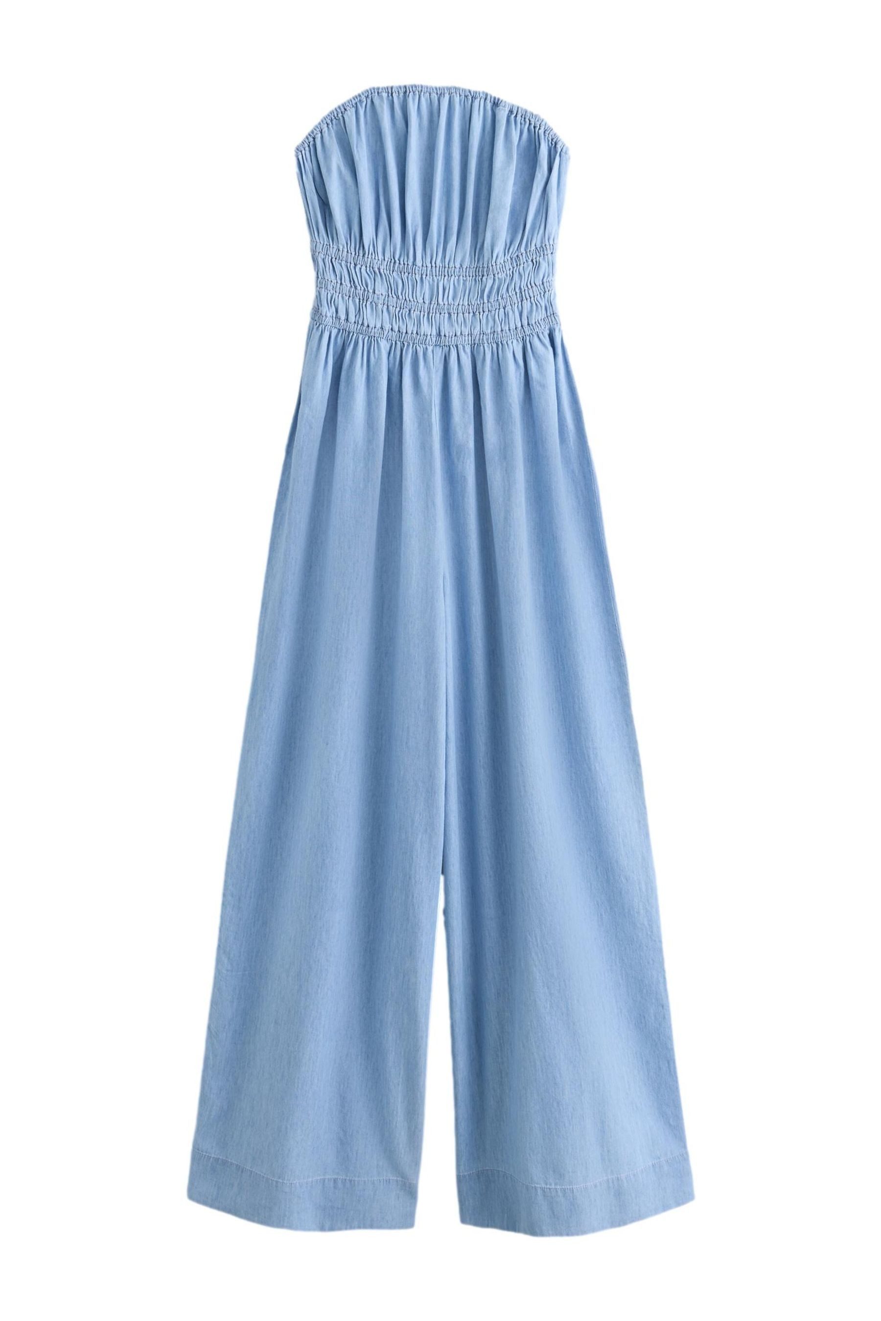 Next Jumpsuit Gesmokter Bandeau-Jumpsuit aus Denim (1-tlg)