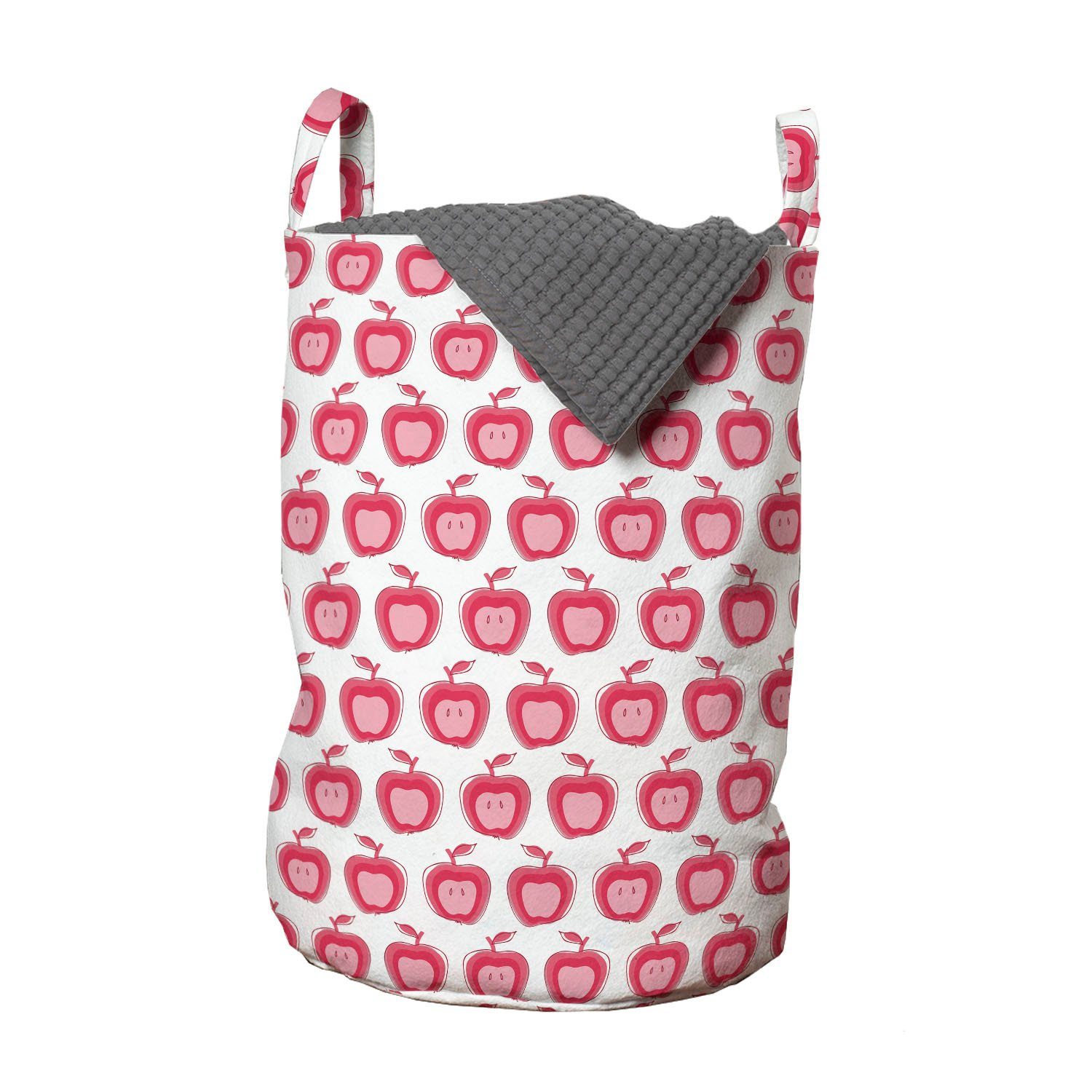 Abakuhaus Wäschesäckchen Wäschekorb mit Griffen Kordelzugverschluss für Waschsalons, Apfel Doodle rosa Mädchen-Muster