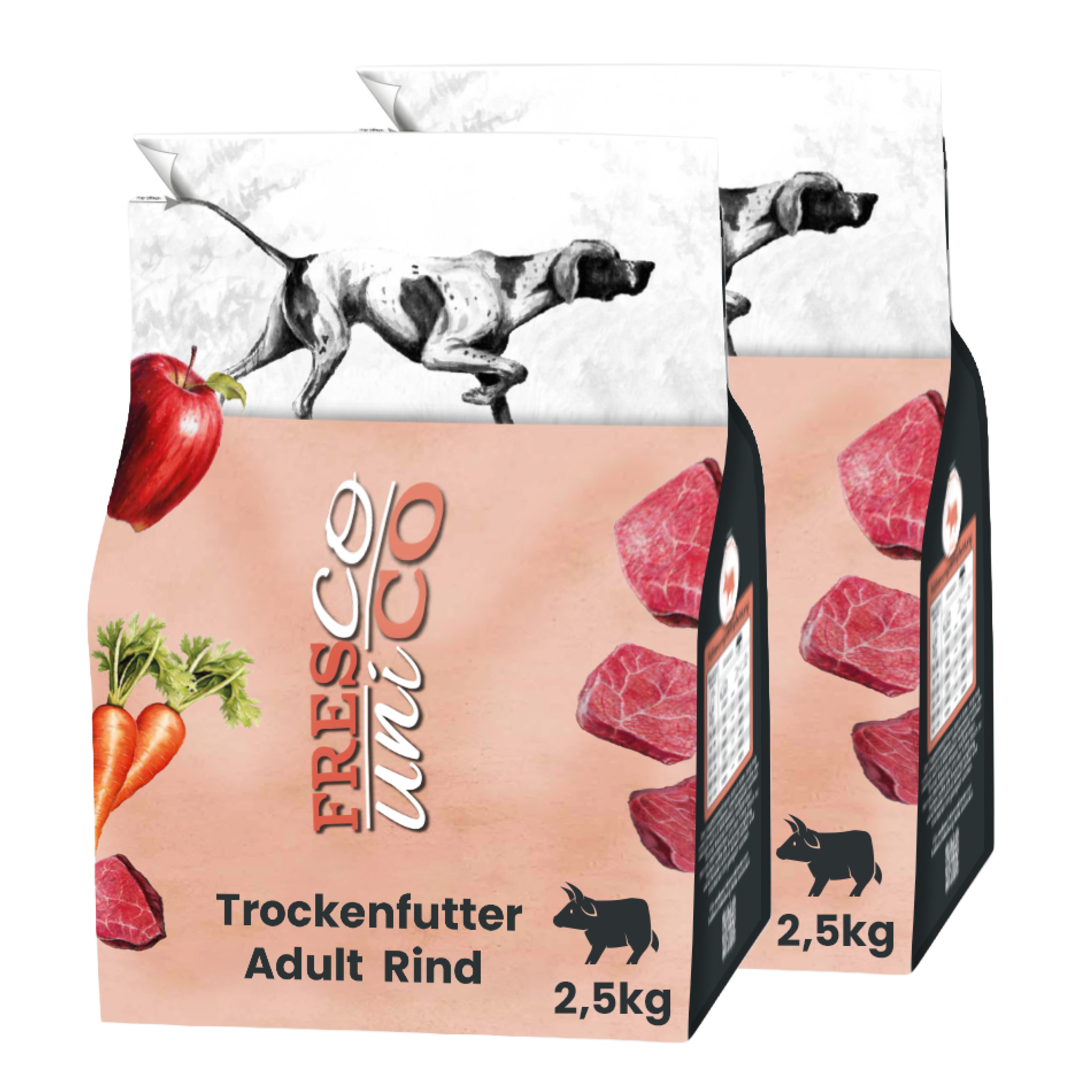 Fresco Dog unico Adult Rind, Premium Hundefutter trocken getreidefrei, Trockenfutter für: Hunde, 67% Frischfleisch, zuckerfrei & hochverträglich