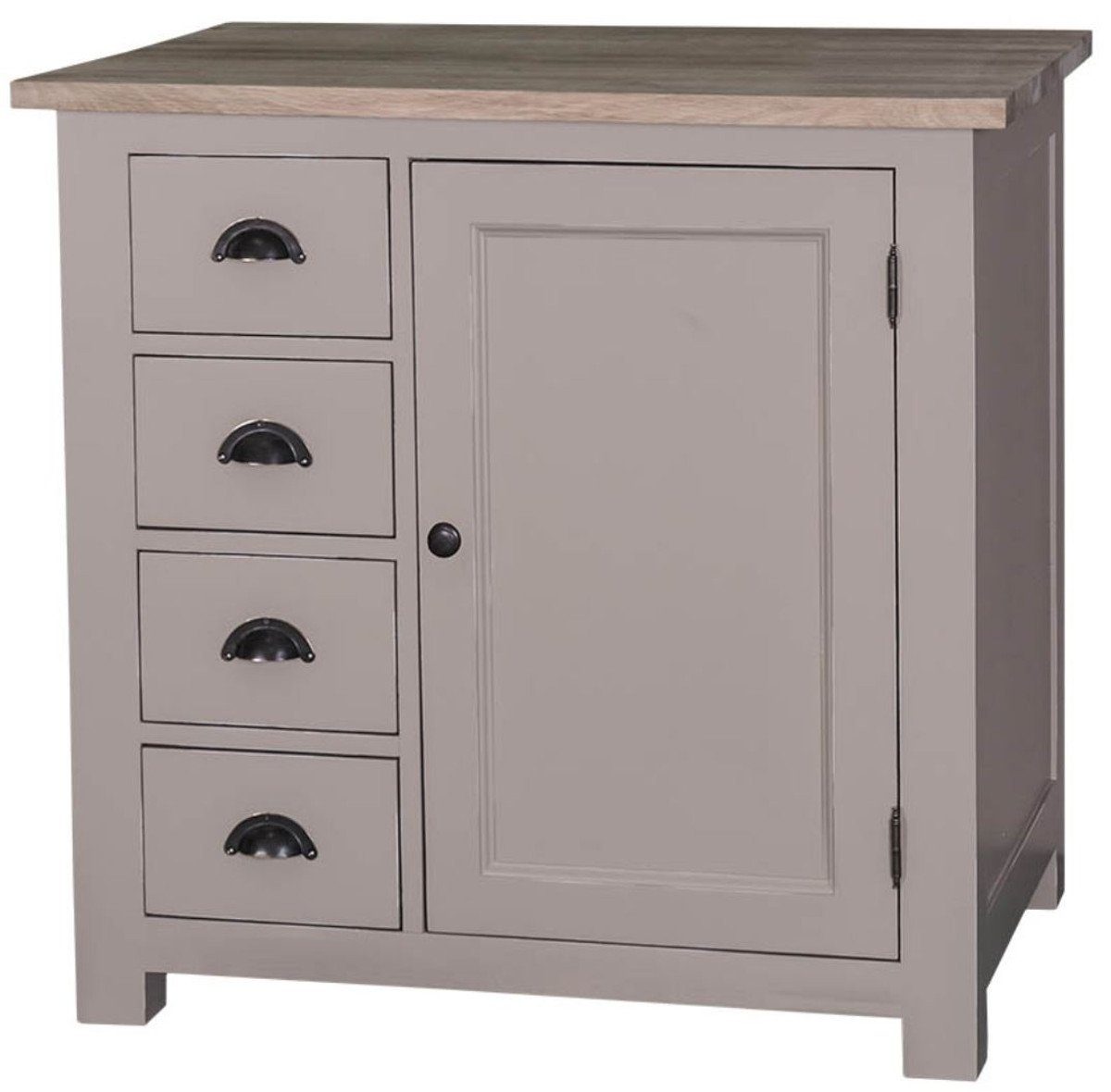 Casa Padrino Küchenbuffet Landhausstil Küchenschrank Grau / Naturfarben