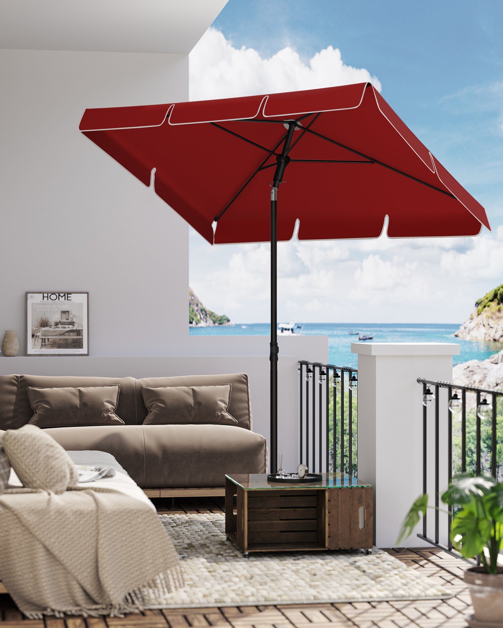 SONGMICS Sonnenschirm, LxB: 200,00x125,00 cm, Balkonschirm, günstig online kaufen