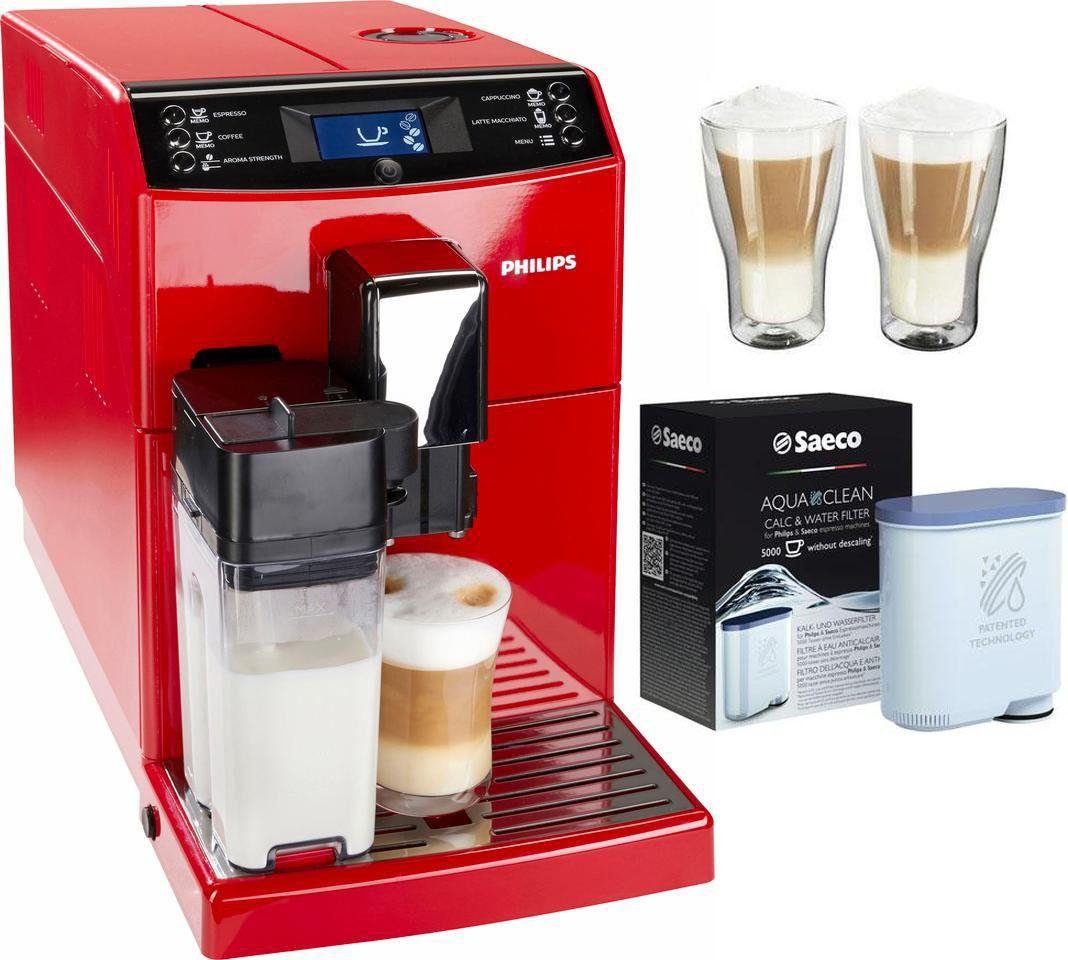 Philips Kaffeevollautomat EP3363/00, inkl. 2 Latte Macchiato Gläser und 1 AquaClean Filter - Philips