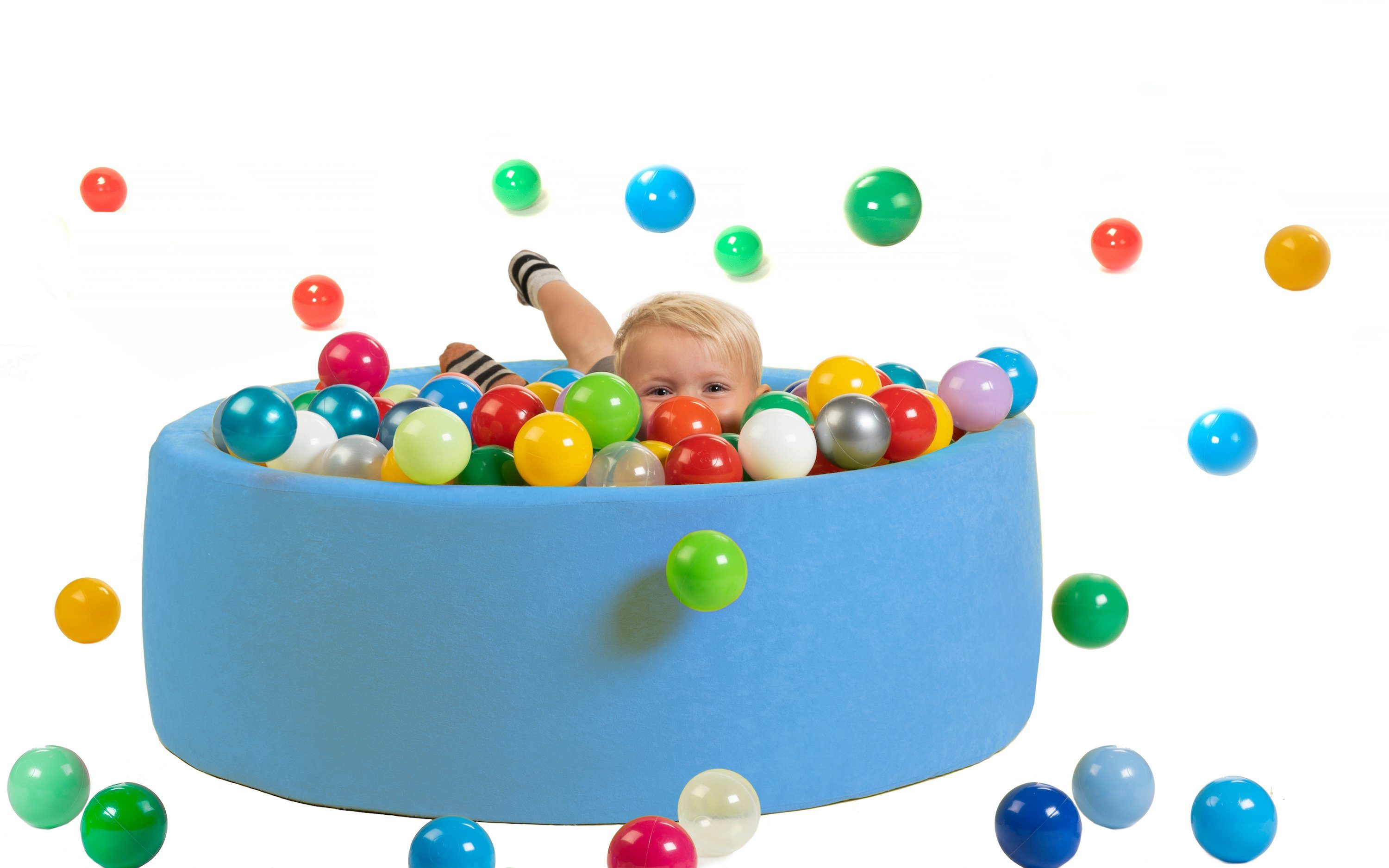 sunnypillow Bällebad-Bälle für Baby Kinder mit bunten Bällen (200-St), Blau - mit 200 Bällen