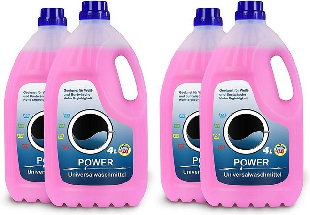 Hypafol Waschtisch Power Universal Flüssig Waschmittel (4-St), Vollwaschmittel in der Großpackung 4L Flaschen