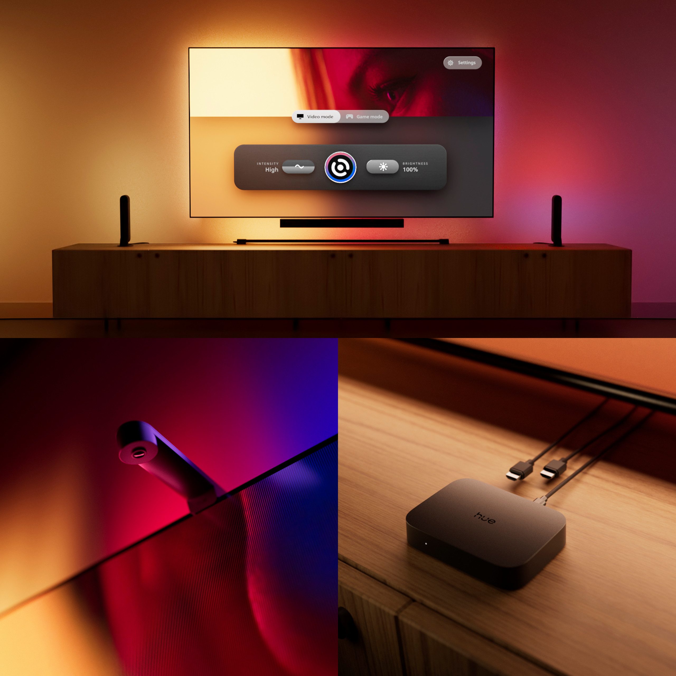 Philips Hue LED-Streifen Play Gradient Lightstrip wahlweise für 65 u. 85 Zoll TV, Zuschneidbar, RGBWWIC, präzise Farben, TV-Synchronisation – Bild 5 von 5