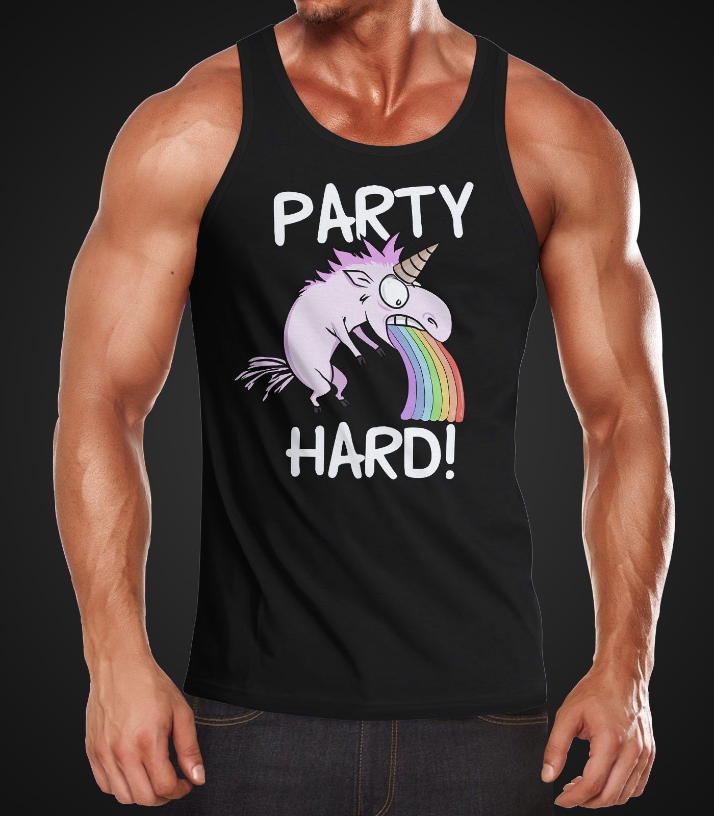 MoonWorks Tanktop Herren Tanktop Party Hard kotzendes Einhorn Feiern Saufen günstig online kaufen