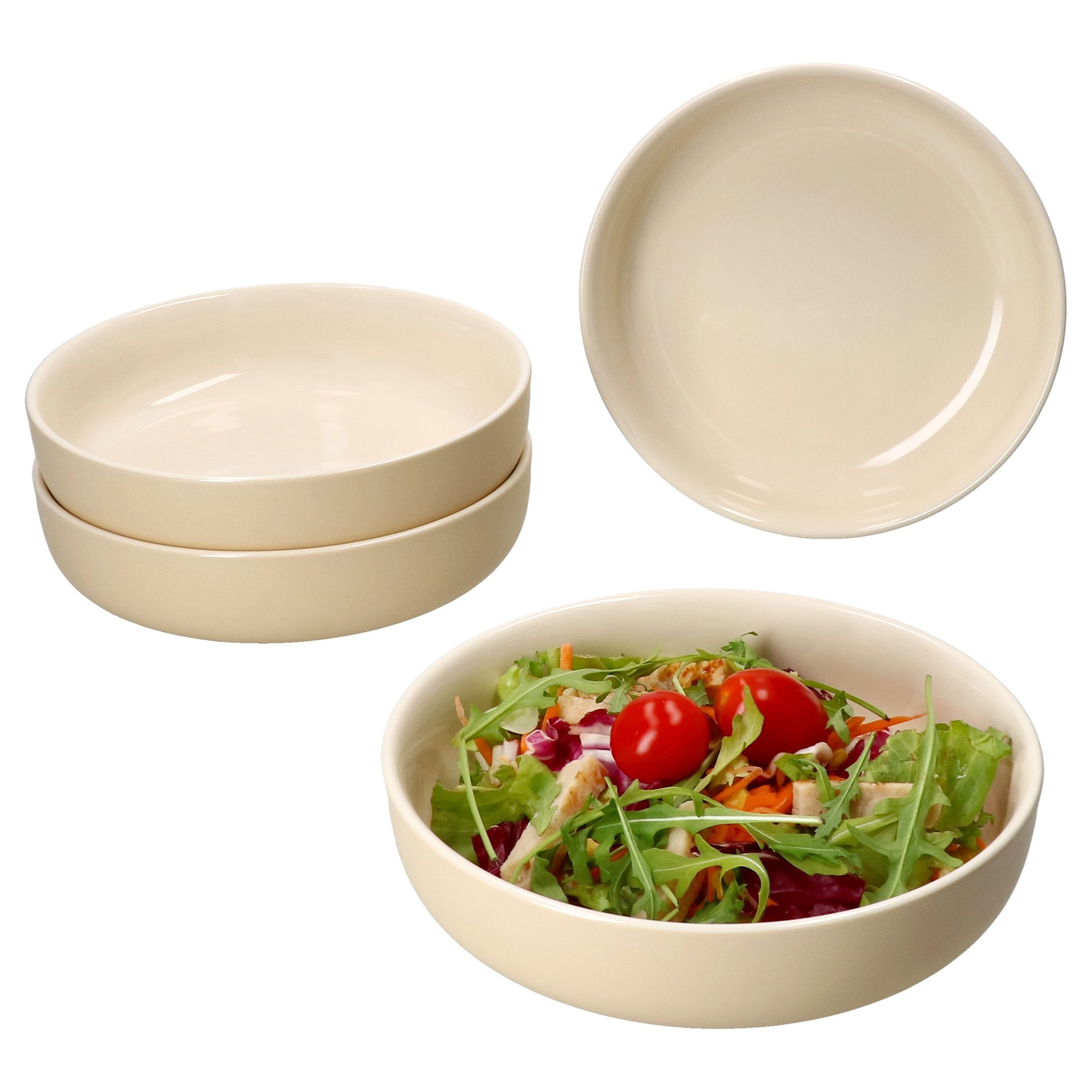 Ritzenhoff & Breker Suppenteller Ritzenhoff 4x Jasper Suppenteller 610ml Vanille Steingut 4 Personen