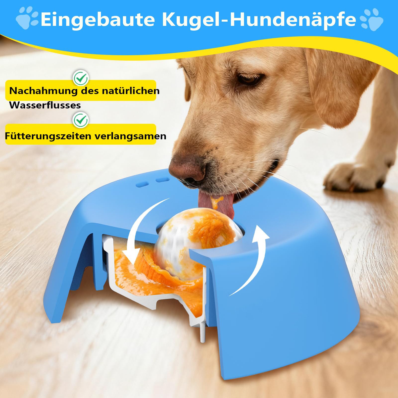 Ledander Futternapf Langsam fressender Hundenapf,geeignet flüssige Leckerlis,rutschfest, Geeignet für große, mittlere & kleine Hunde – für Brühe oder Joghurt