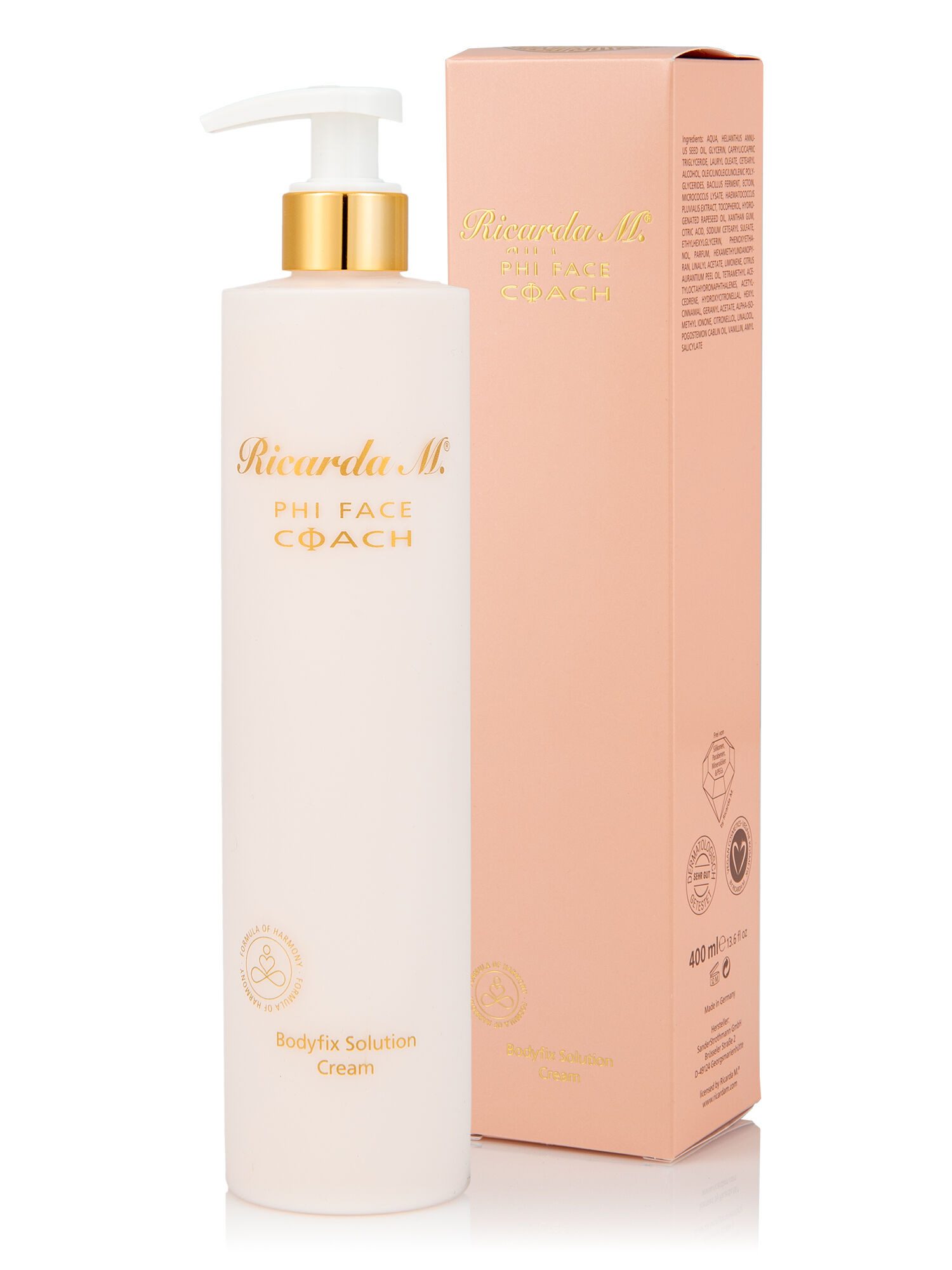 Ricarda M. Bodylotion "Phi Face Coach 400ml Körpercreme", feuchtigkeitsspendend, straffend, 1-tlg., straffende & feuchtigkeitsspendende Körpercreme, regenerierend