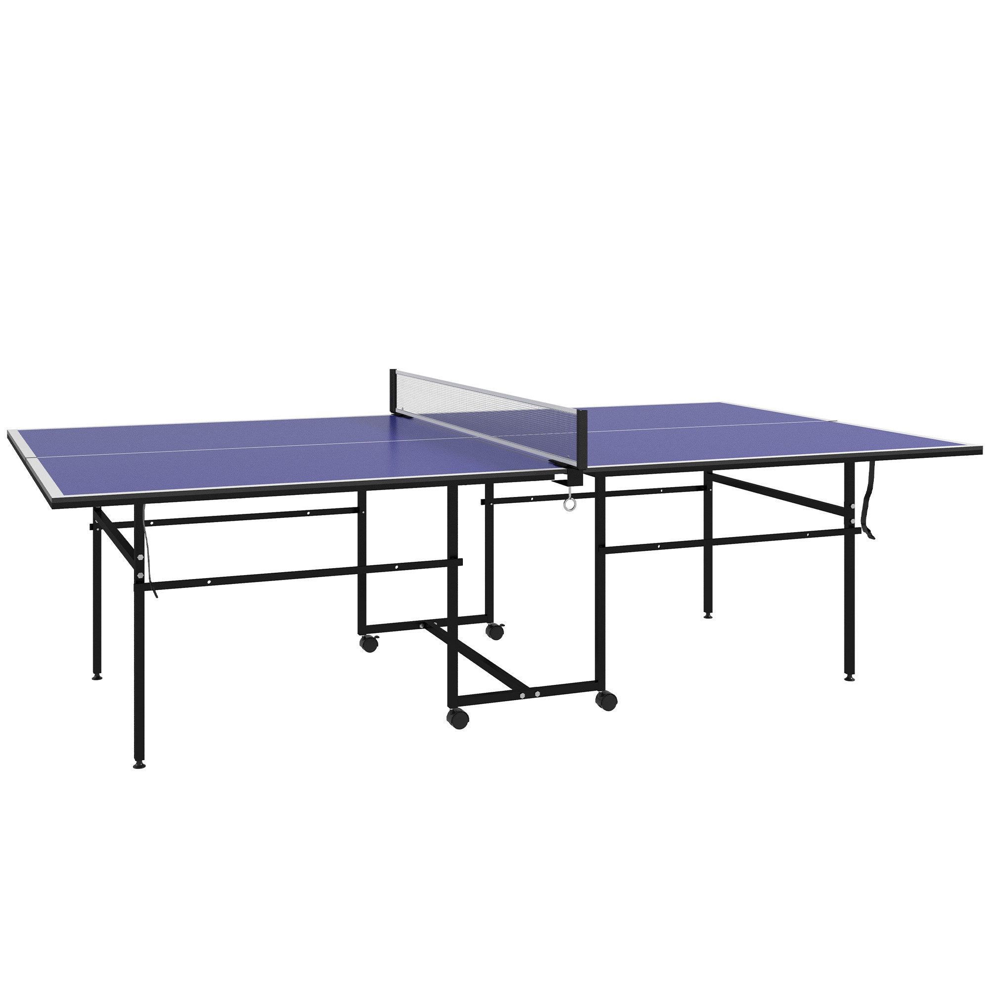 HOMECALL Tischtennisplatte Tischtennisplatte klappbar Tischtennisspiel-Set,mit Rollen und Bremsen (multifunktionale Tischtennisplatte für Indoor & Outdoor, inkl. Netz, 2 Schläger und 3 Bälle, Stahl, Blau), Klappbar mit Rollen ; multifunktionale Tischtennisplatte
