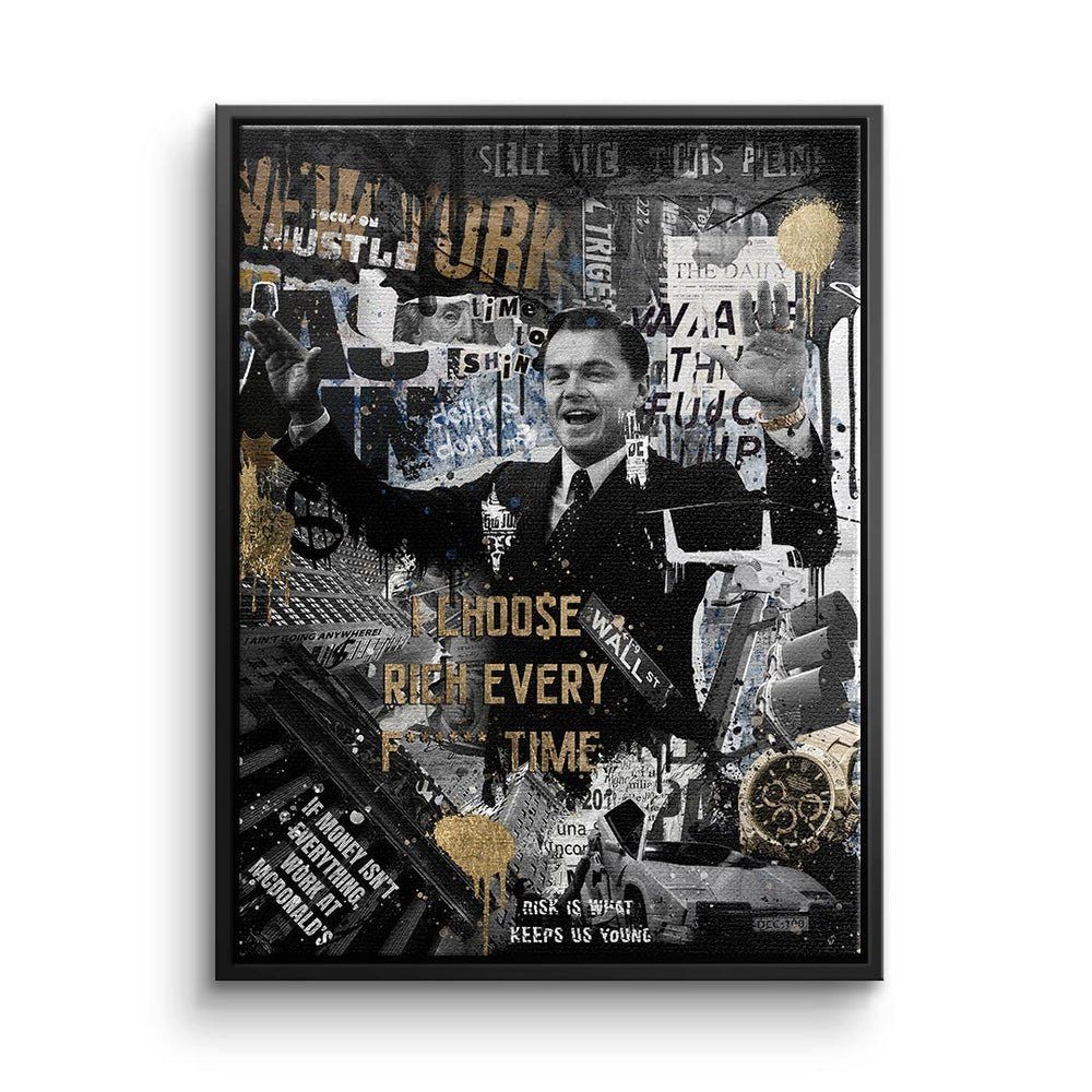DOTCOMCANVAS® Leinwandbild, Premium Motivationsbild - I CHOO$E RICH Wandbild