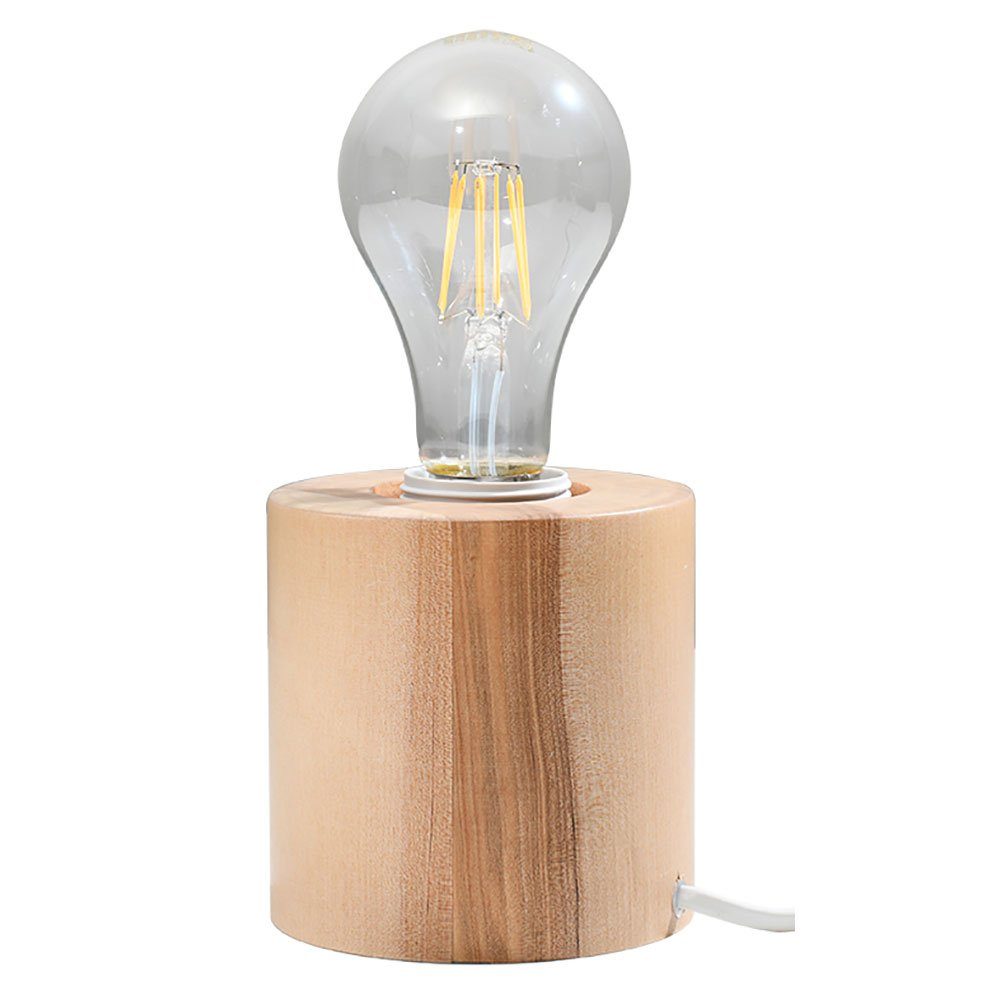 etc-shop LED nicht Vintage, Nachttischlampe Tischlampe Schlafzimmer E27 inklusive, Tischleuchte, Holz Lampe Leuchtmittel