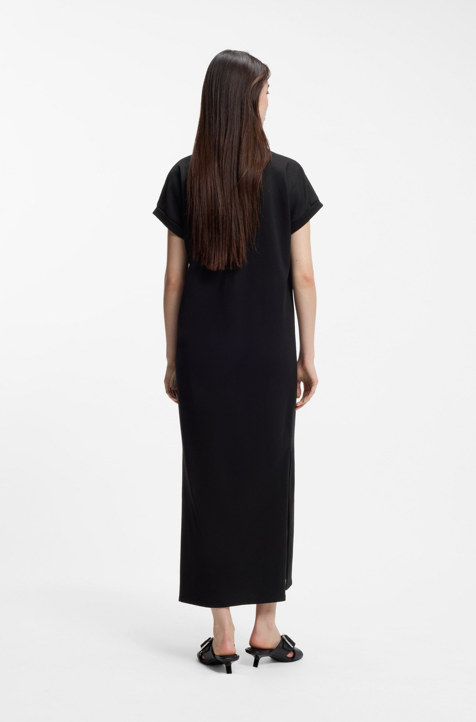 HUGO Blue Jerseykleid Nalle Oversized mit Schlitz, mit Logostickerei, Jersey