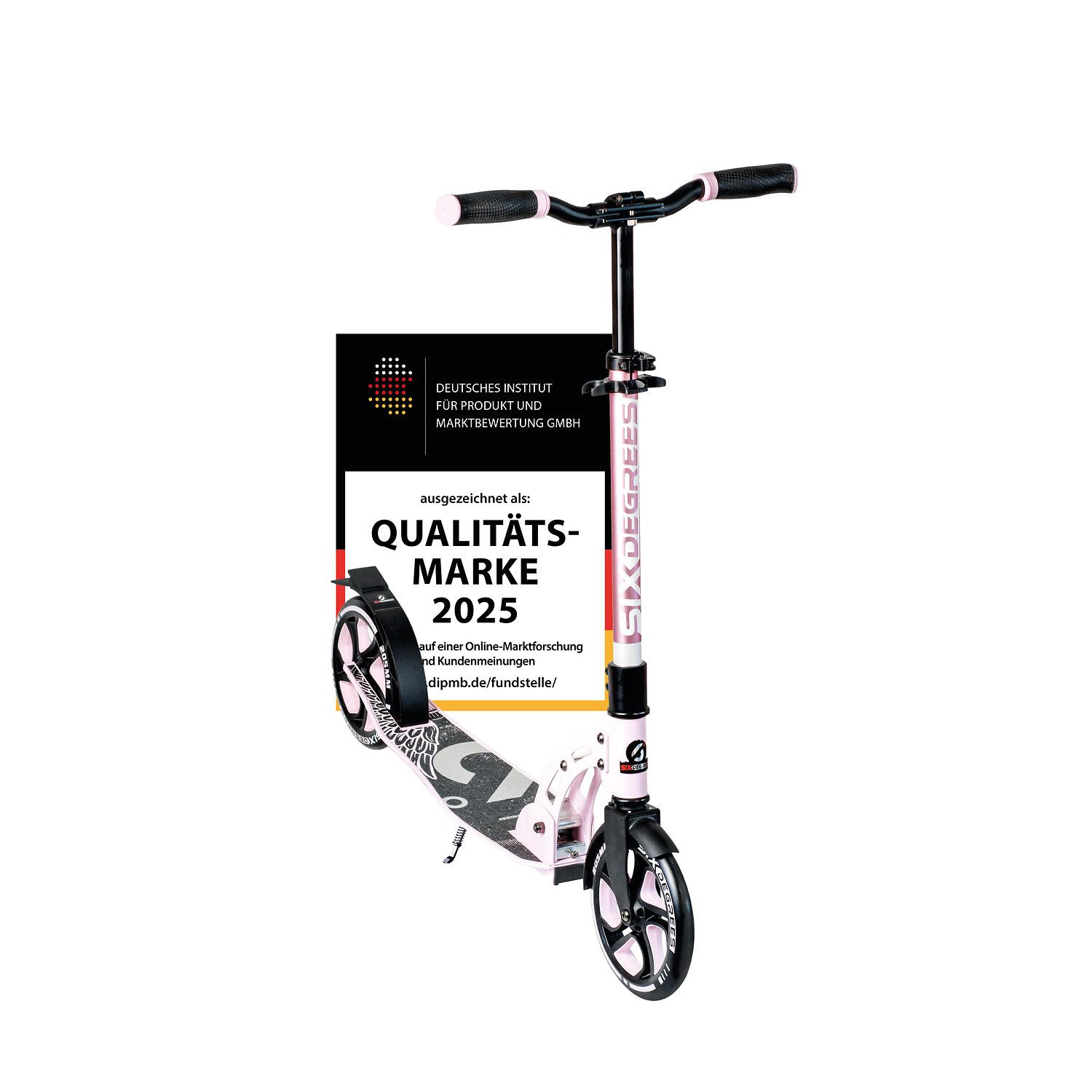 SIX DEGREES Cityroller aus Aluminium TESTSIEGER, Klappmechanismus, Ständer 205 mm PRIME, TESTSIEGER Stiftung Warentest