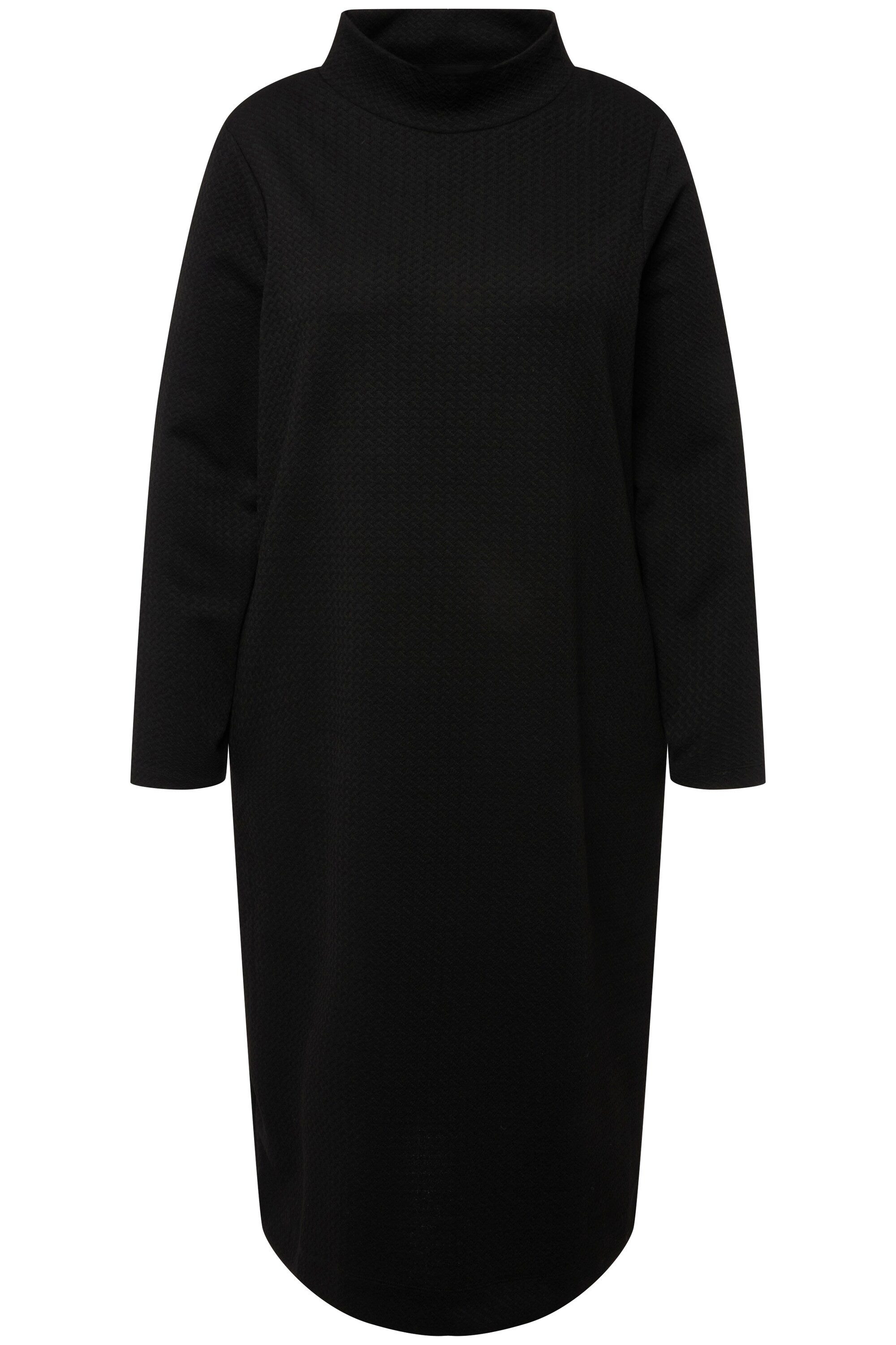 Ulla Popken Midikleid Sweatkleid Struktur Taschen Stehkragen Langarm günstig online kaufen