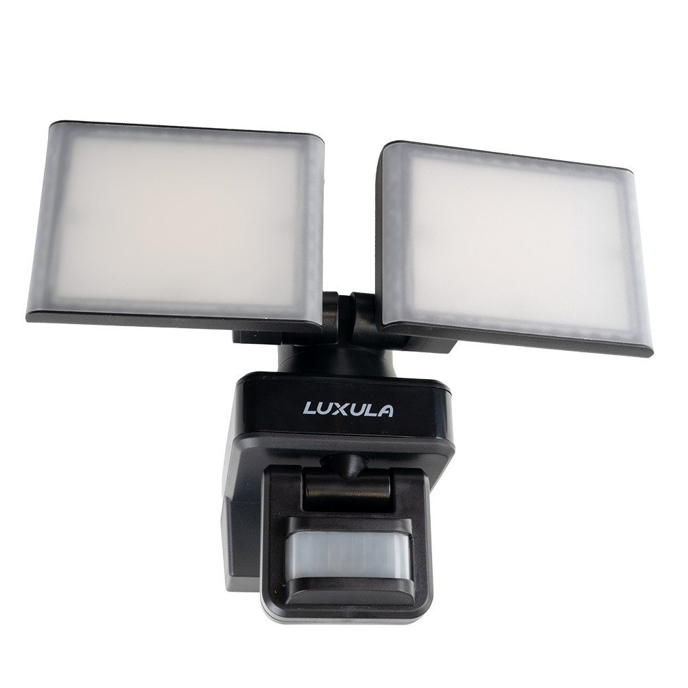 LUXULA LED Wandstrahler schwenkbarer Außenfluter, LED fest integriert, Neutralweiß, Wetterfester Gartenstrahler, doppelkopf mit Bewegungsmelder