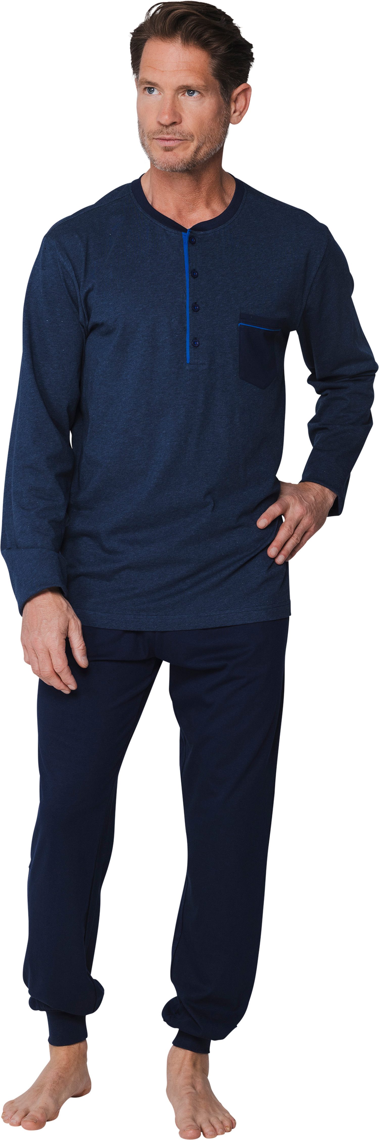 Pastunette Schlafanzug Herren pyjama mit Bündchen (2 tlg) Baumwolle günstig online kaufen