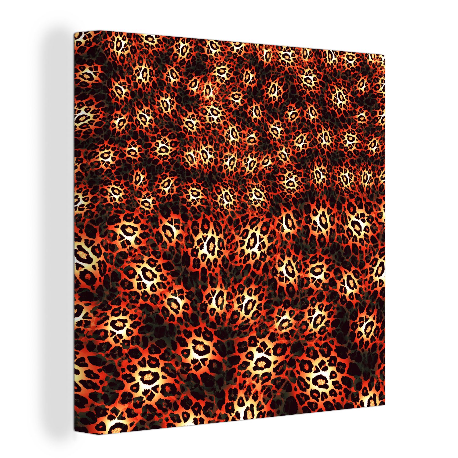 OneMillionCanvasses® Leinwandbild Leopard - Muster - Orange, (1 St), Leinwand Bilder für Wohnzimmer Schlafzimmer